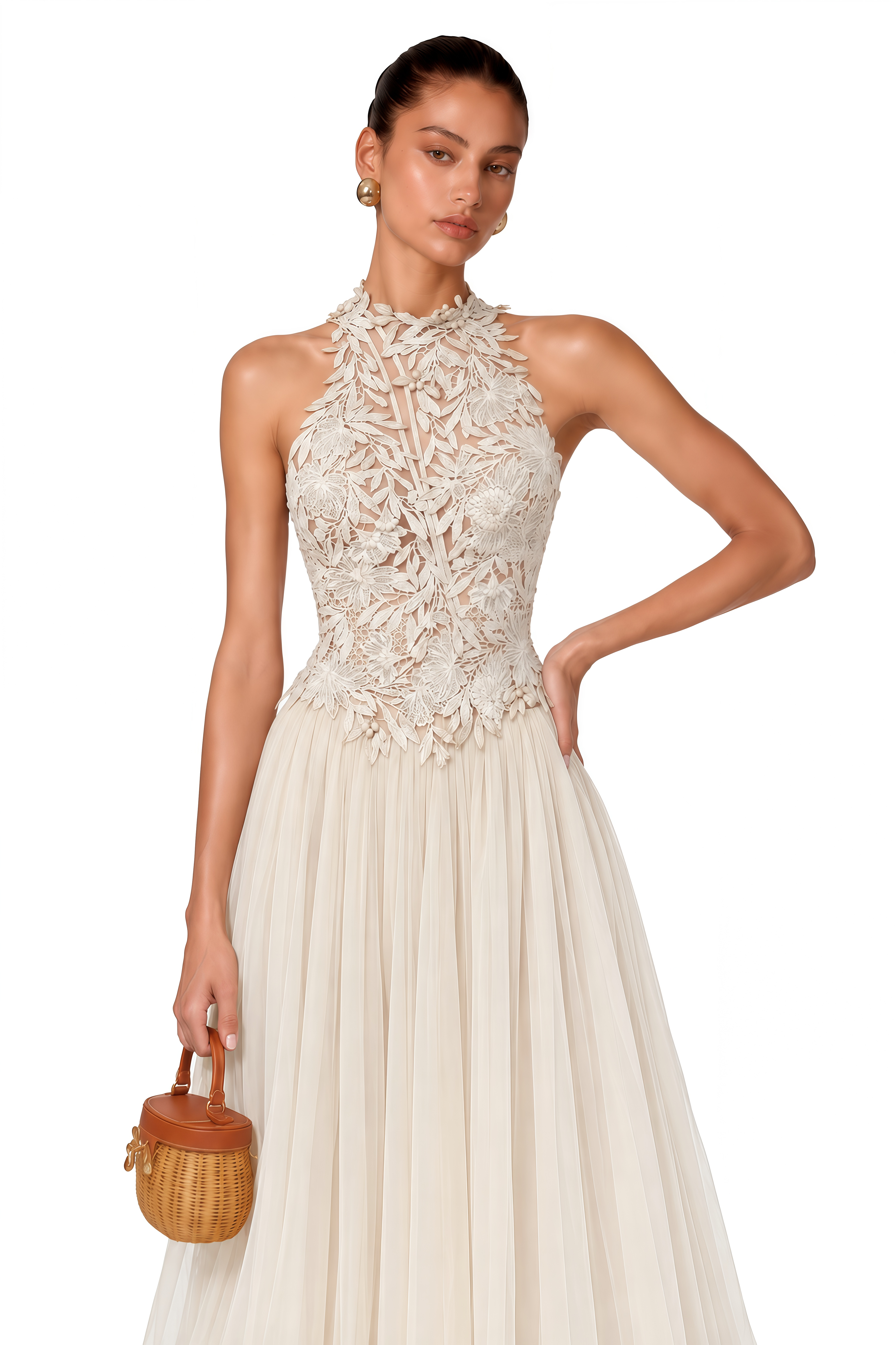 Nevaeh Cream Floral Crochet Top & Tiered Skirt Set