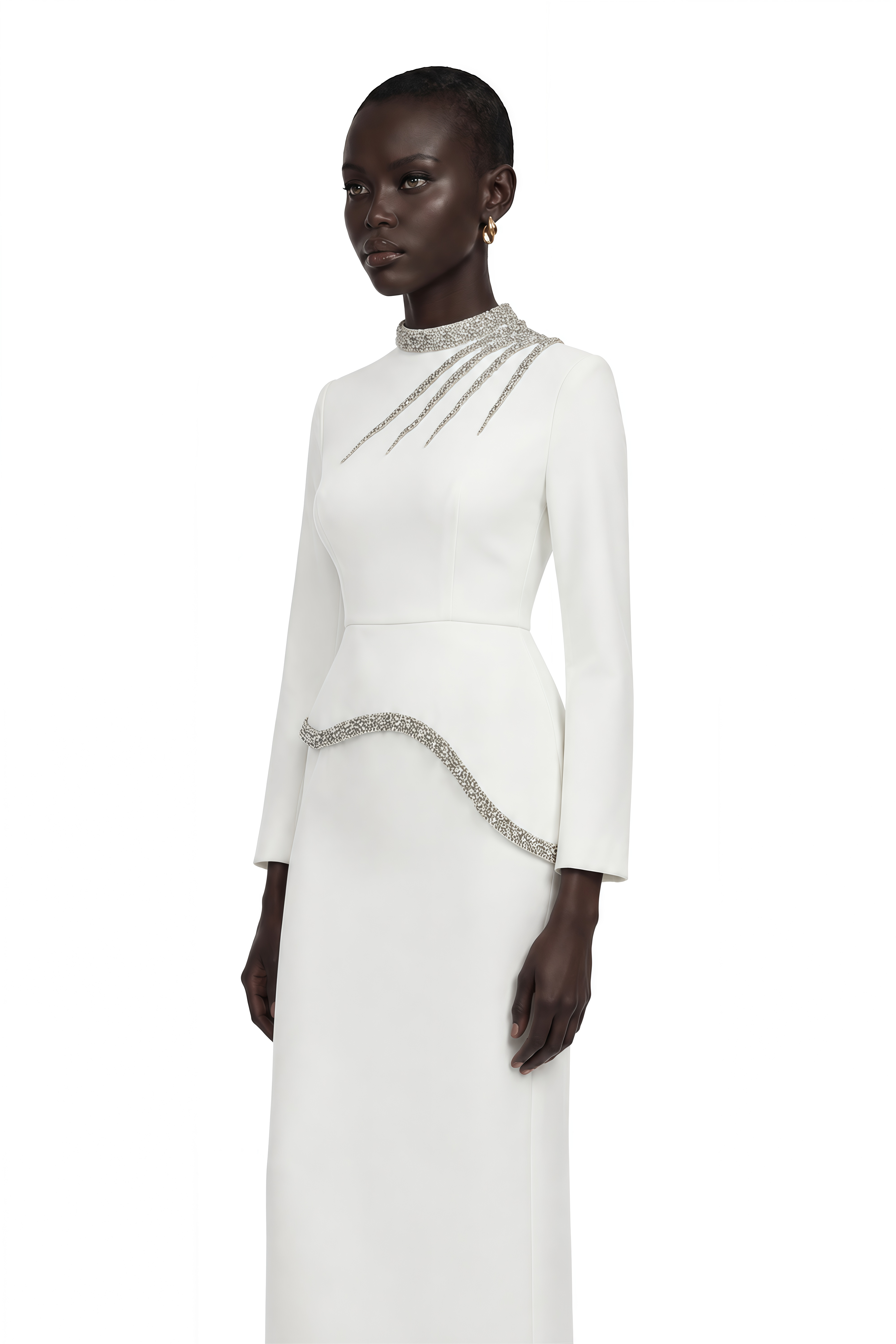 Eleri White Beaded Maxi Dress