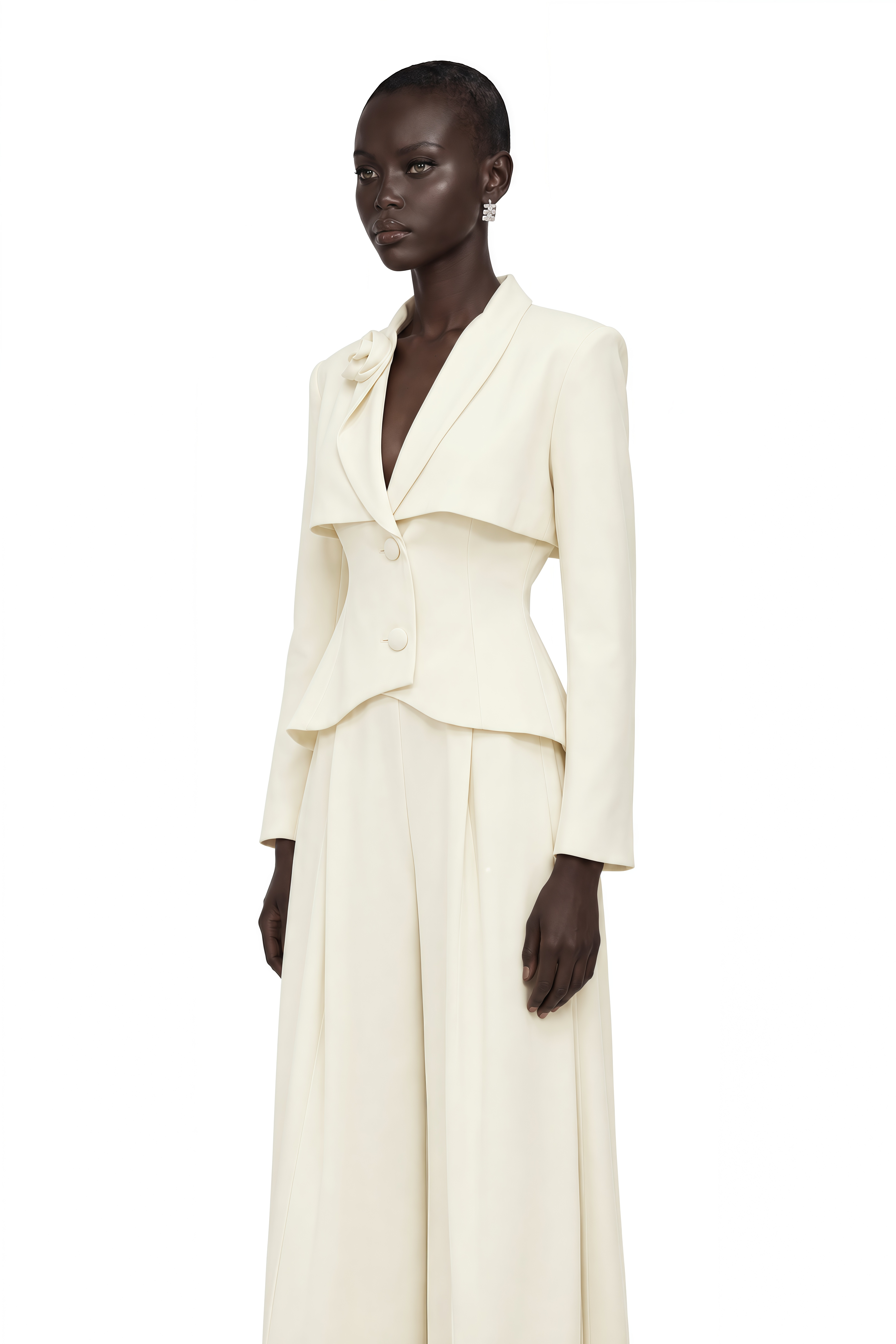 Teresa Neutral 3D Petal Blazer & Trousers Set