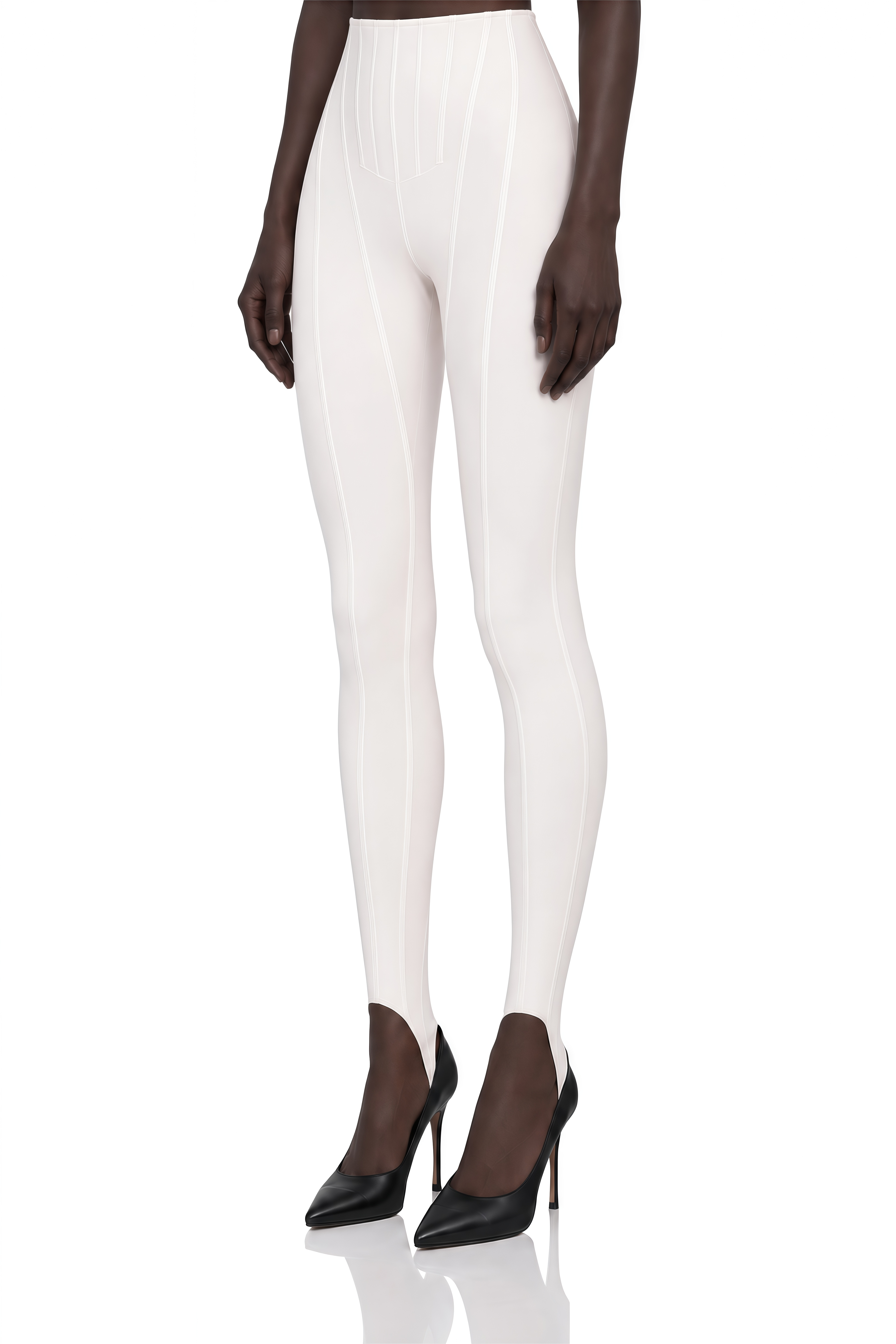 Cordelia White Decorative Stitching Leggings