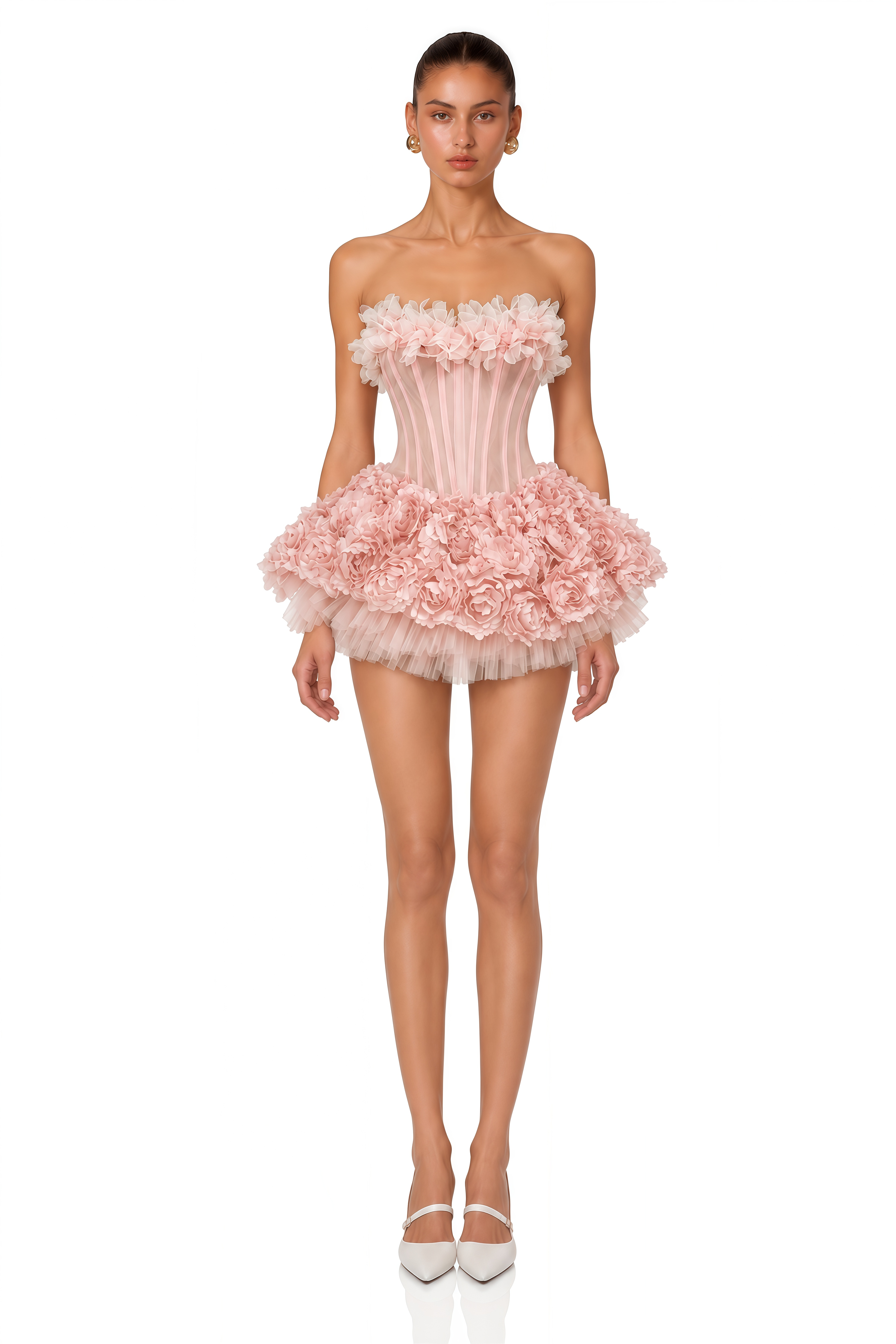 Rachel Pink 3D Petal Tulle Mini Dress