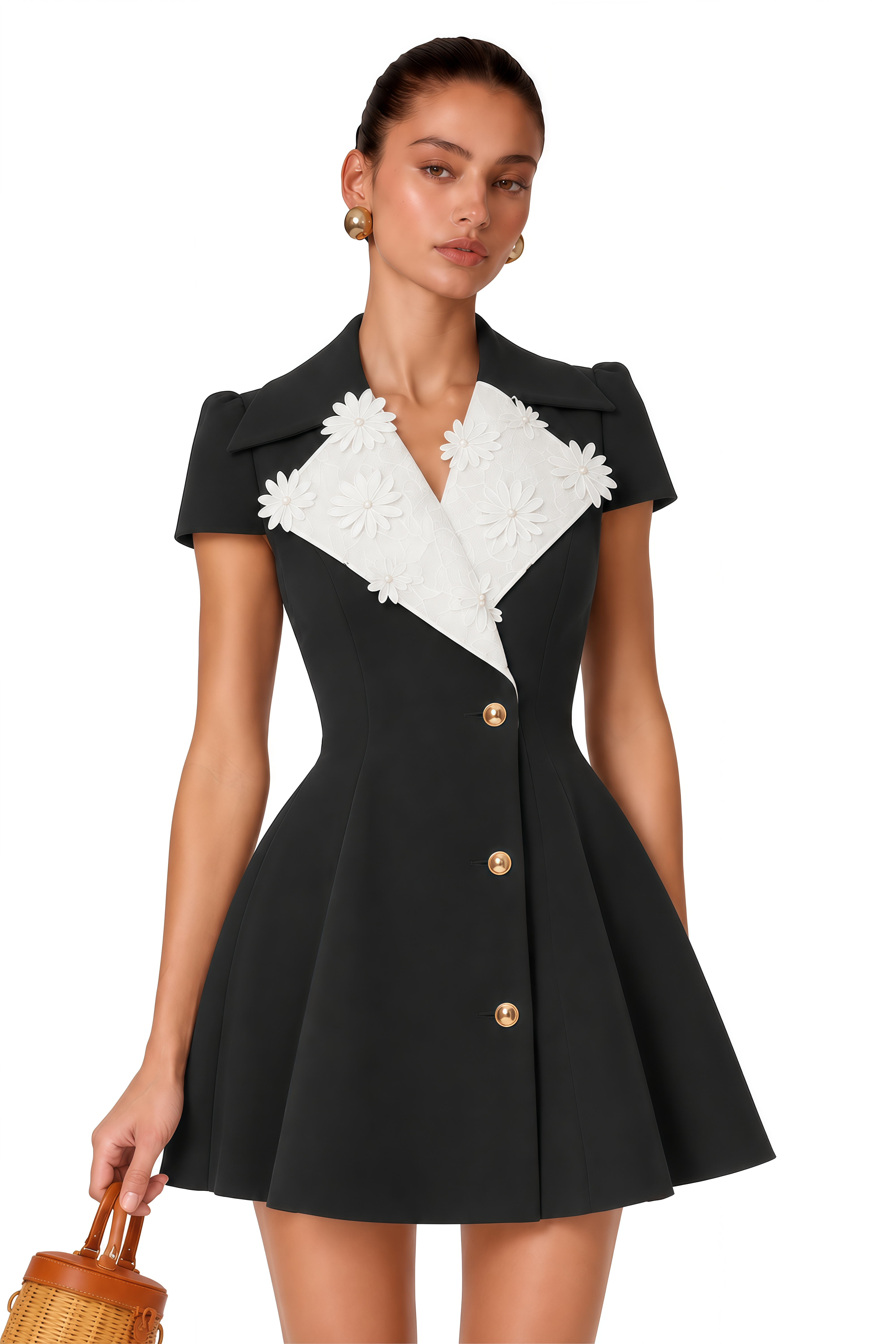 Caterina Black Color Block Blazer Dress