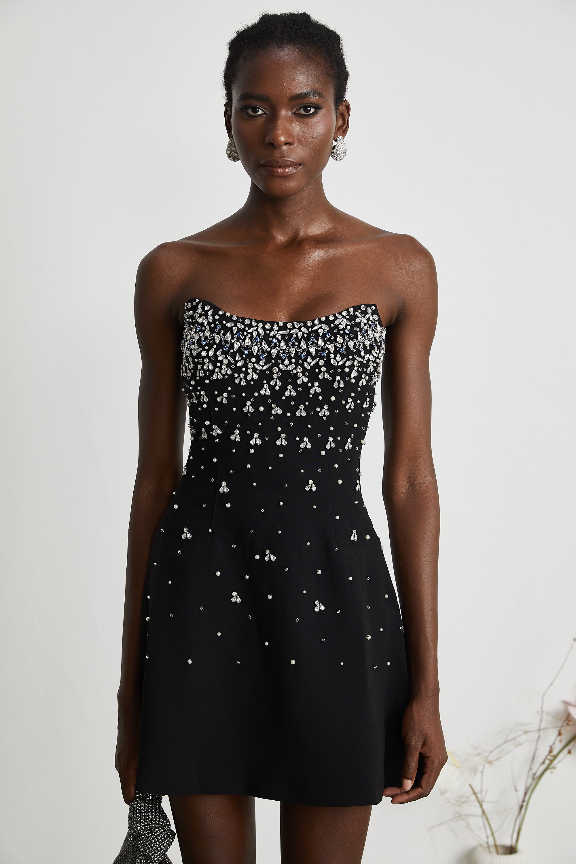 missrosier ミニドレス Melisande black embellished mini dress – Miss Rosier - Women's