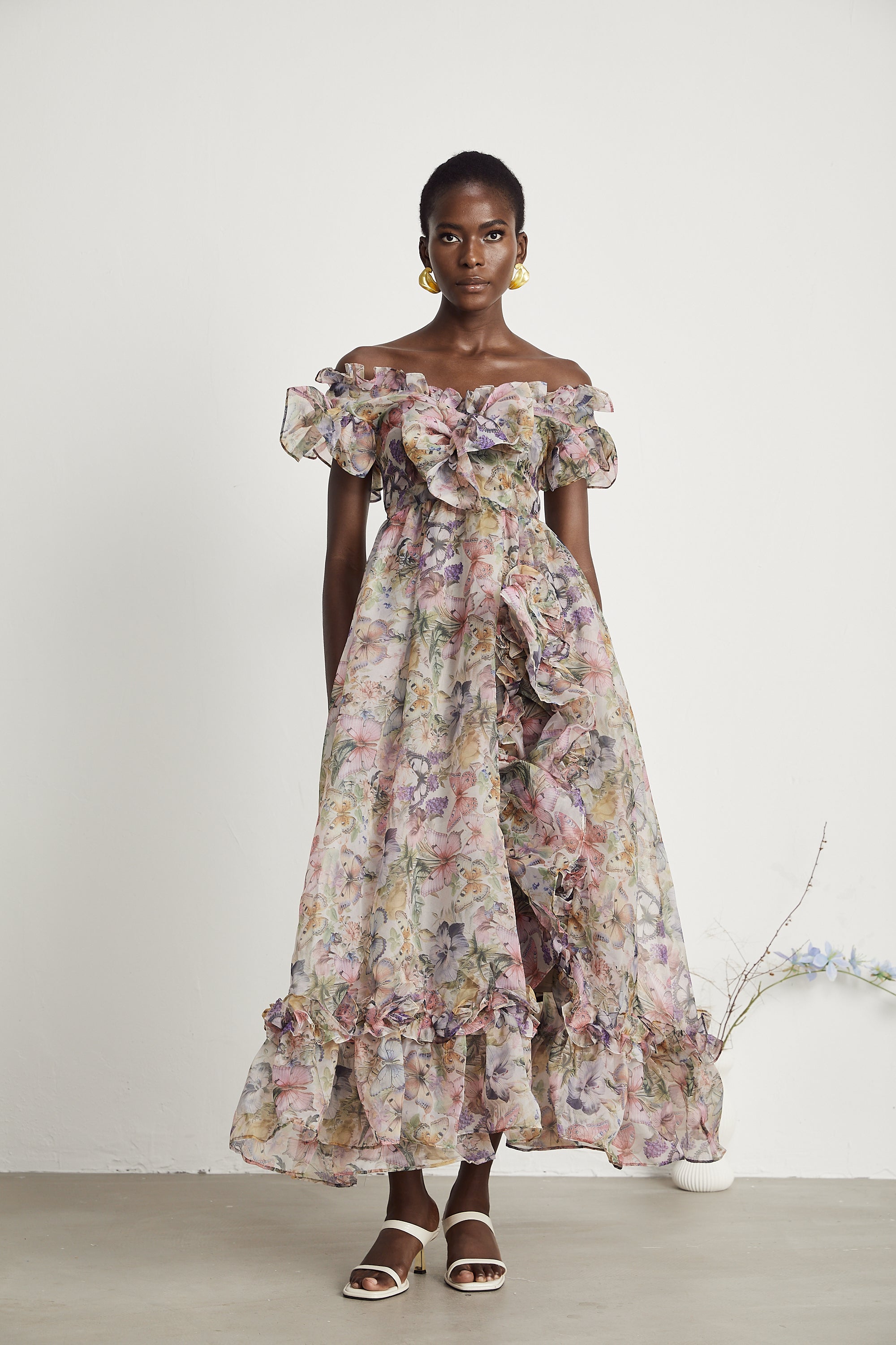 Margaux off-shoulder ruffled midi dress – Miss Rosier - Women's