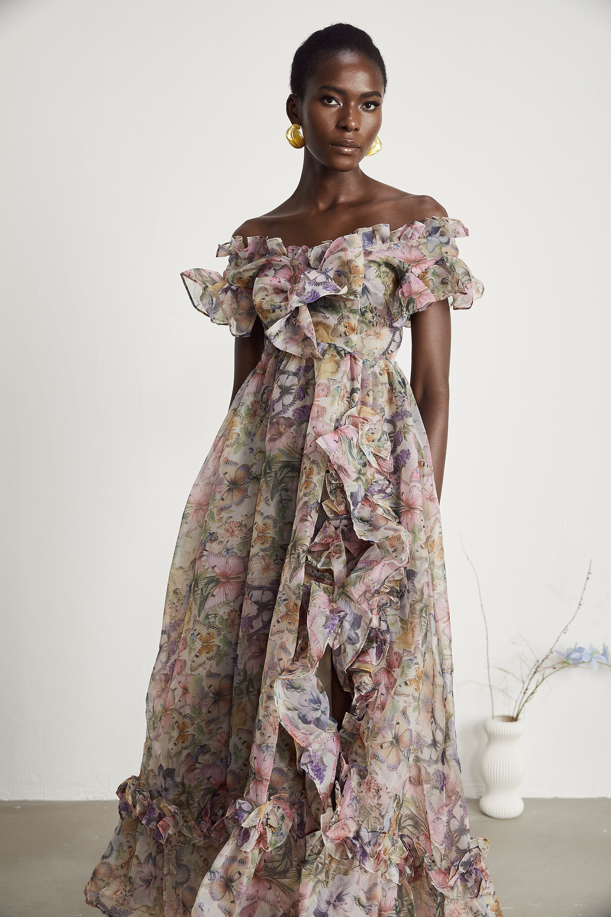 Margaux off-shoulder ruffled midi dress – Miss Rosier - Women's