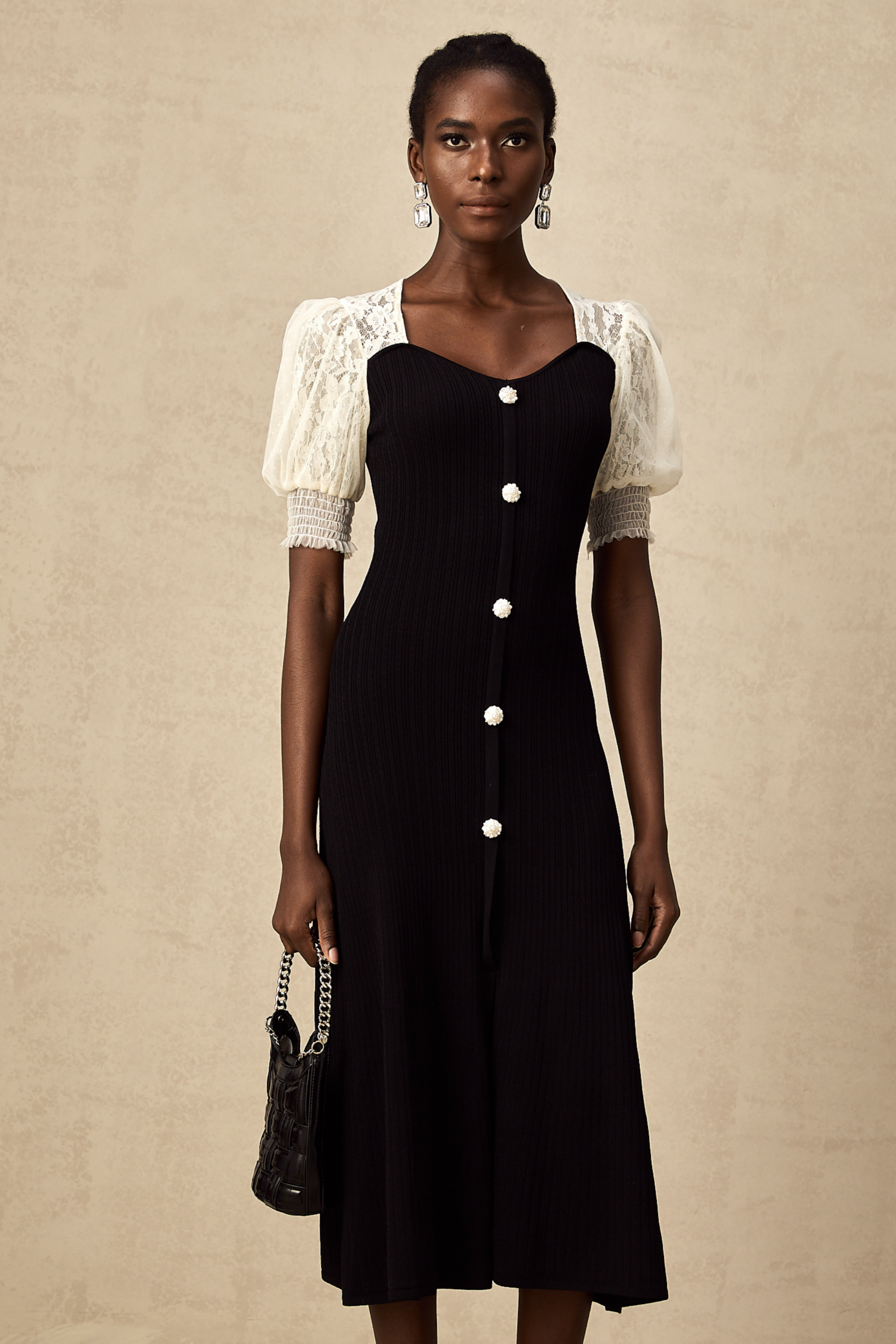 Noa lace-trimmed knit midi dress (Final Sale-US Only)