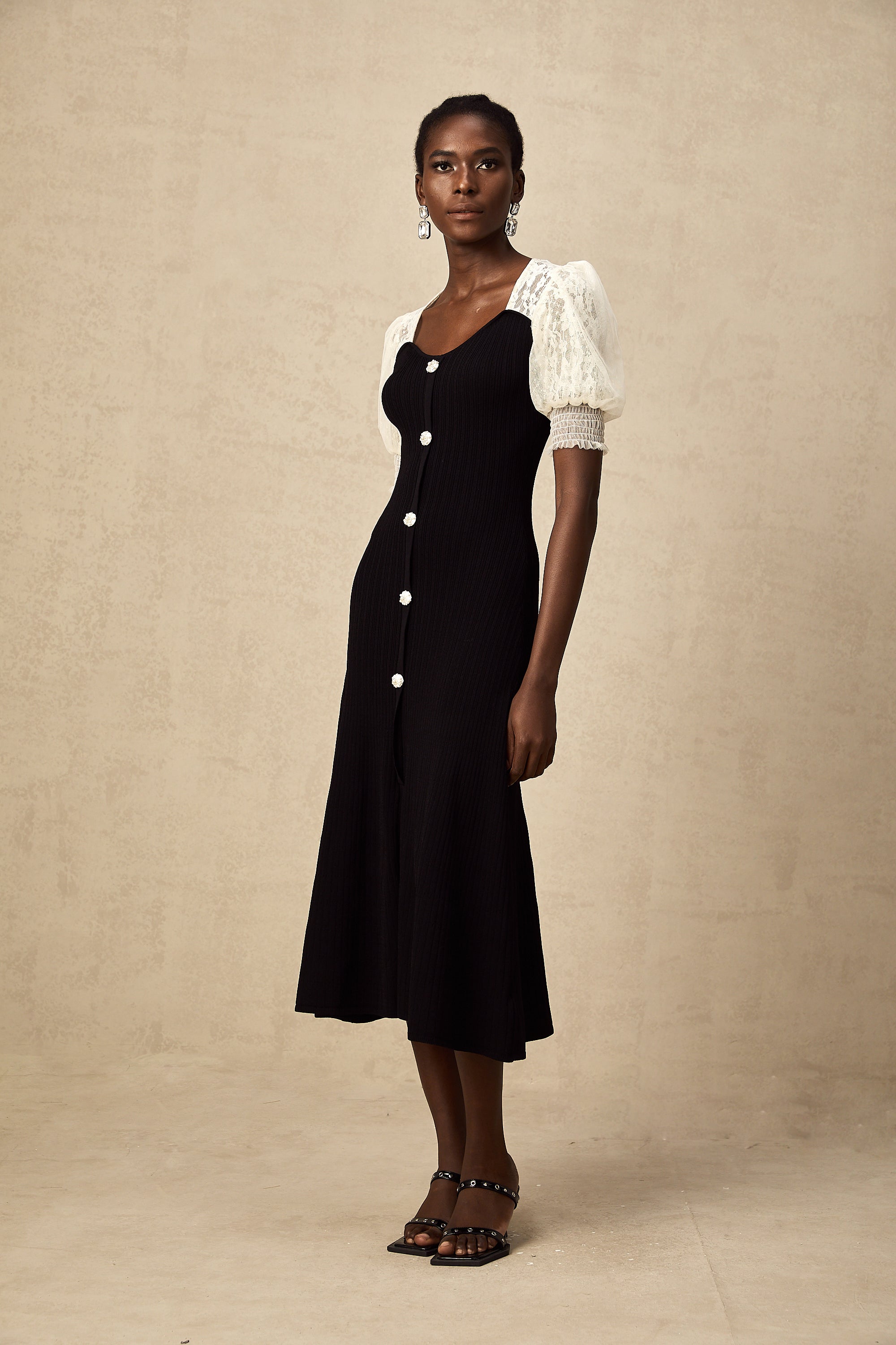 Noa lace-trimmed knit midi dress (Final Sale-US Only)