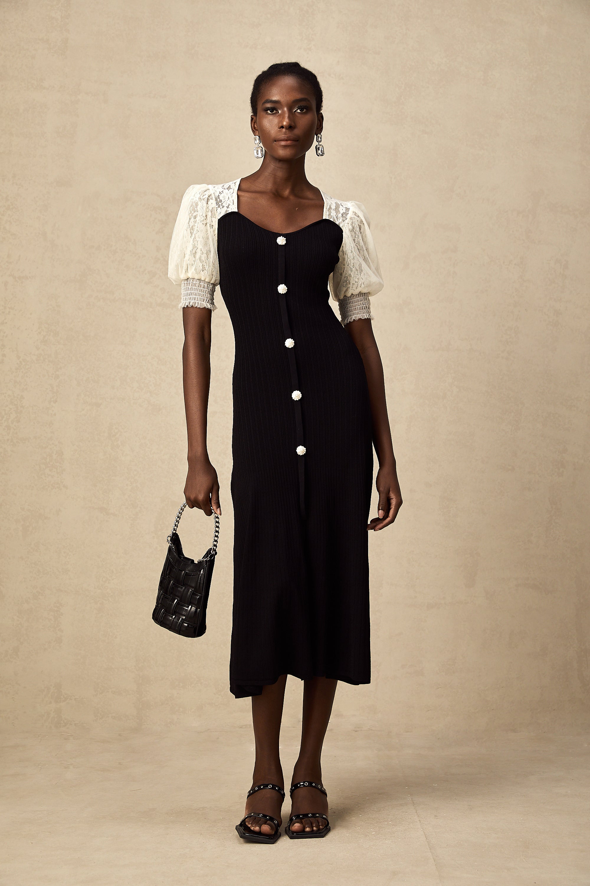 Noa lace-trimmed knit midi dress (Final Sale-US Only)