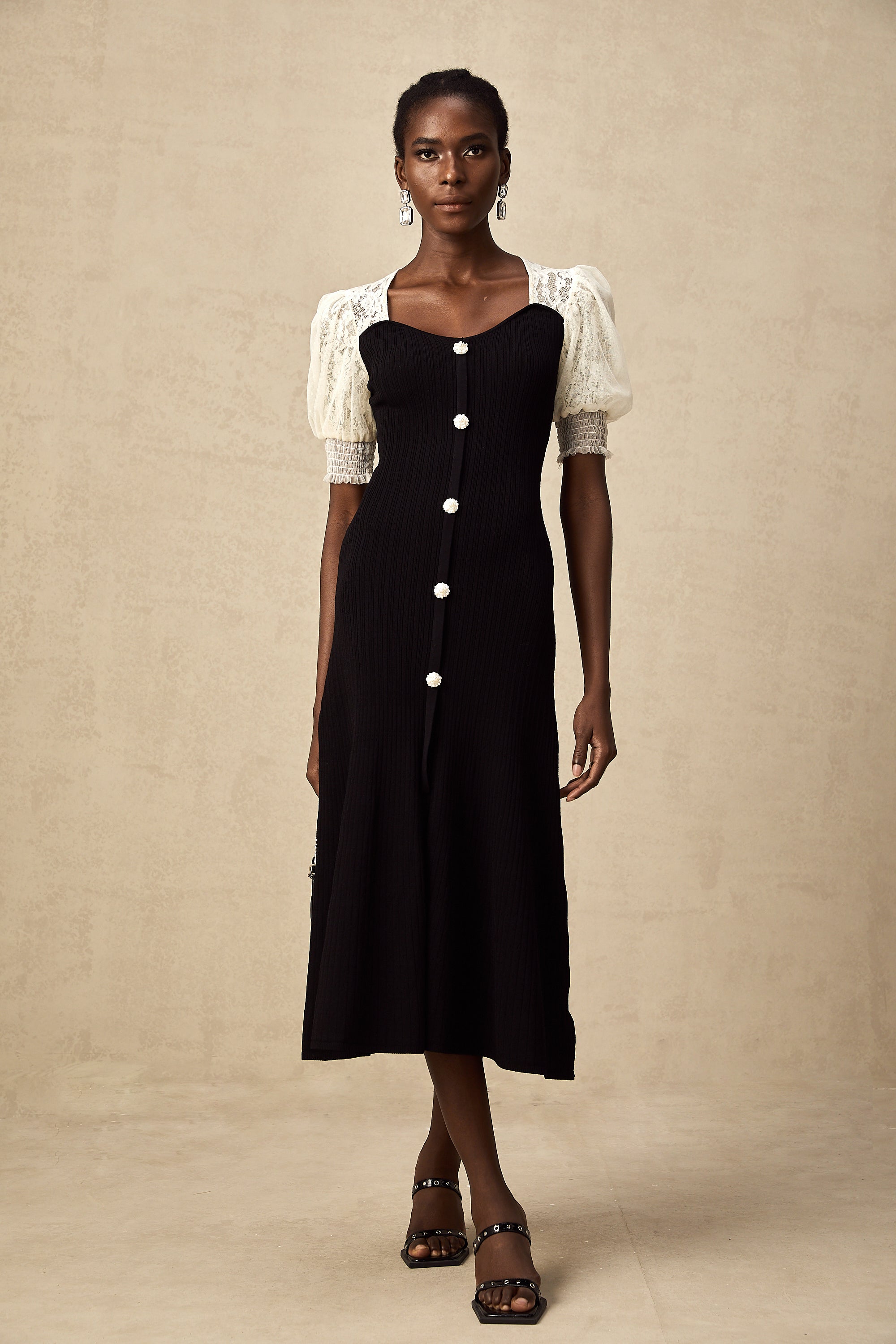 Noa lace-trimmed knit midi dress (Final Sale-US Only)