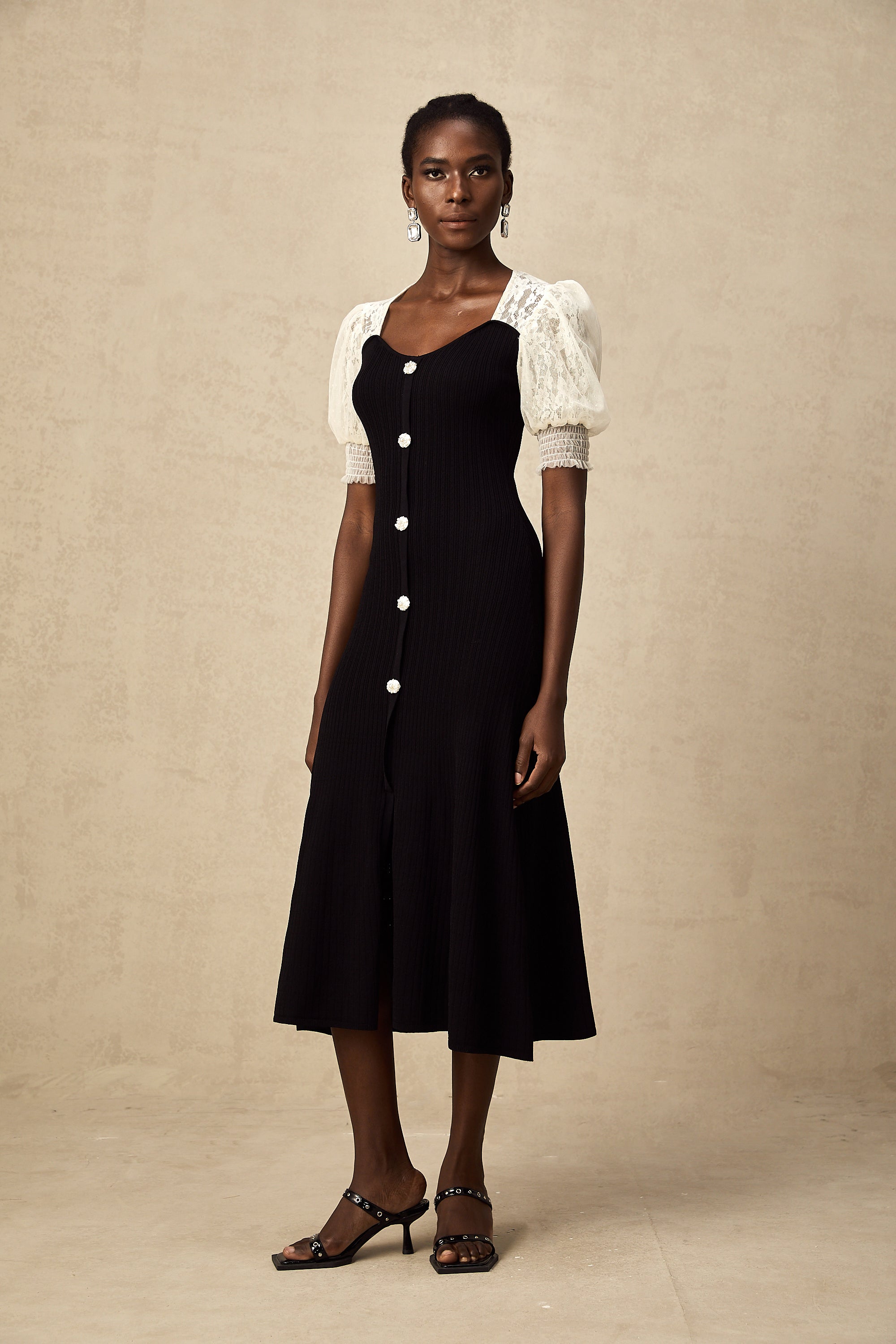 Noa lace-trimmed knit midi dress (Final Sale-US Only)