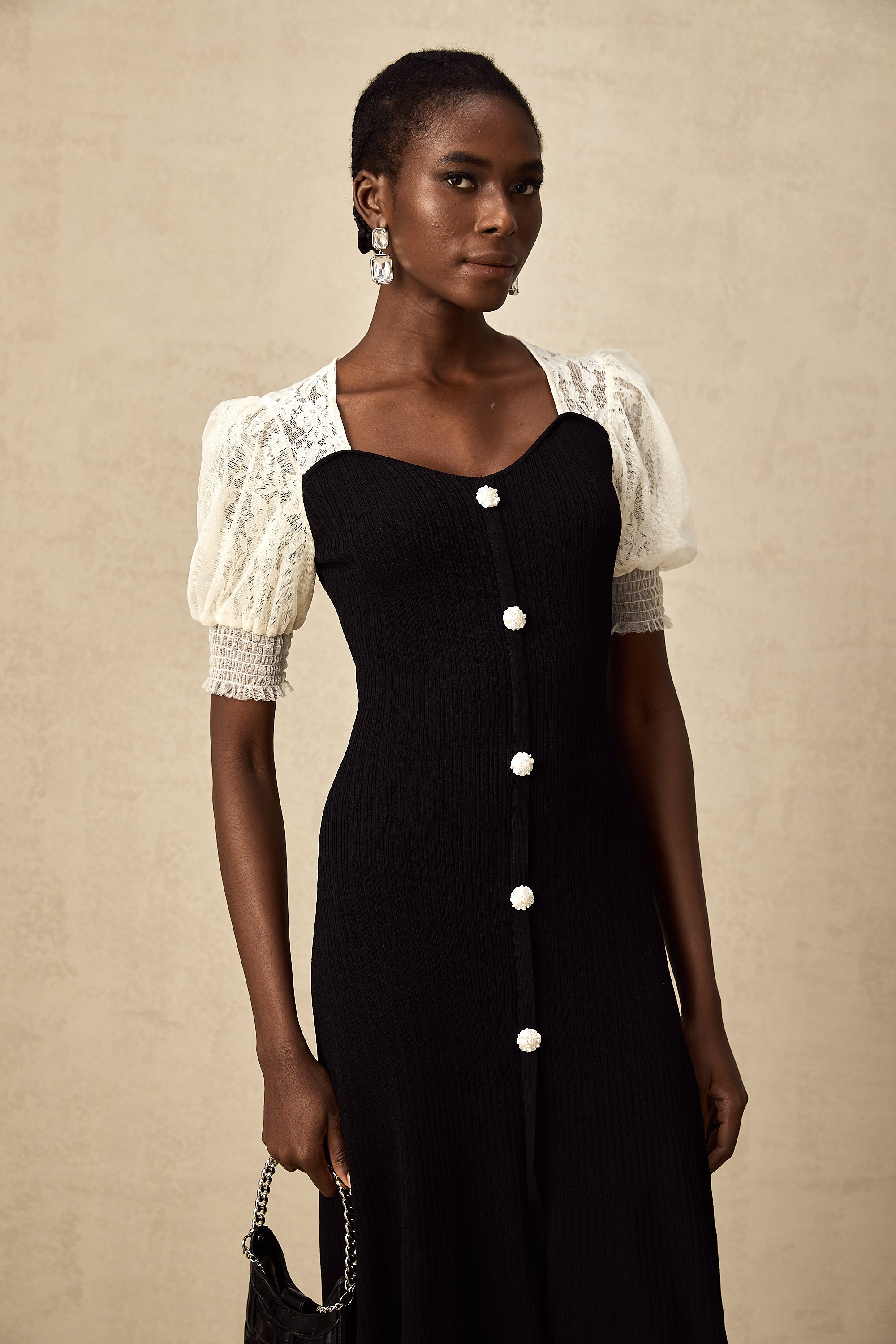 Noa lace-trimmed knit midi dress (Final Sale-US Only)