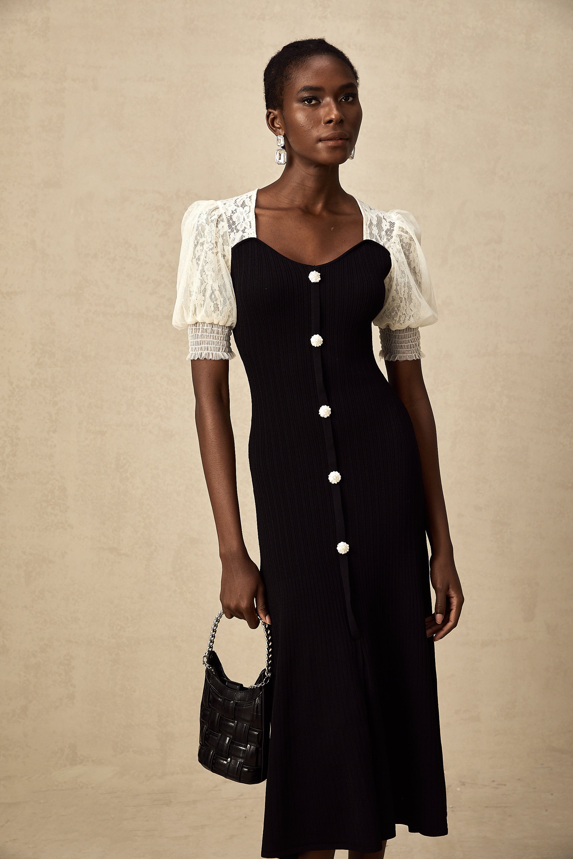 Noa lace-trimmed knit midi dress (Final Sale-US Only)