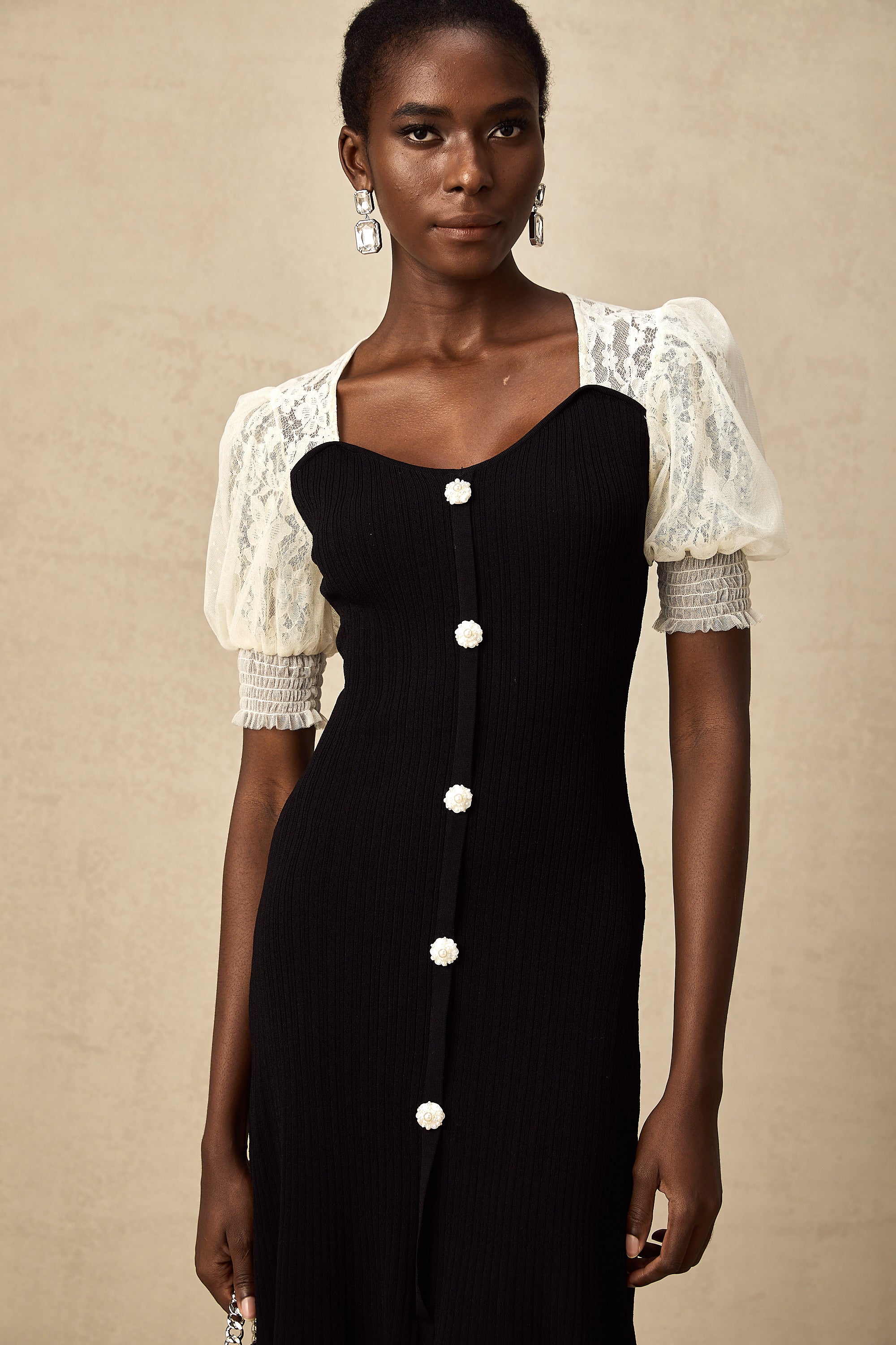 Noa lace-trimmed knit midi dress (Final Sale-US Only)