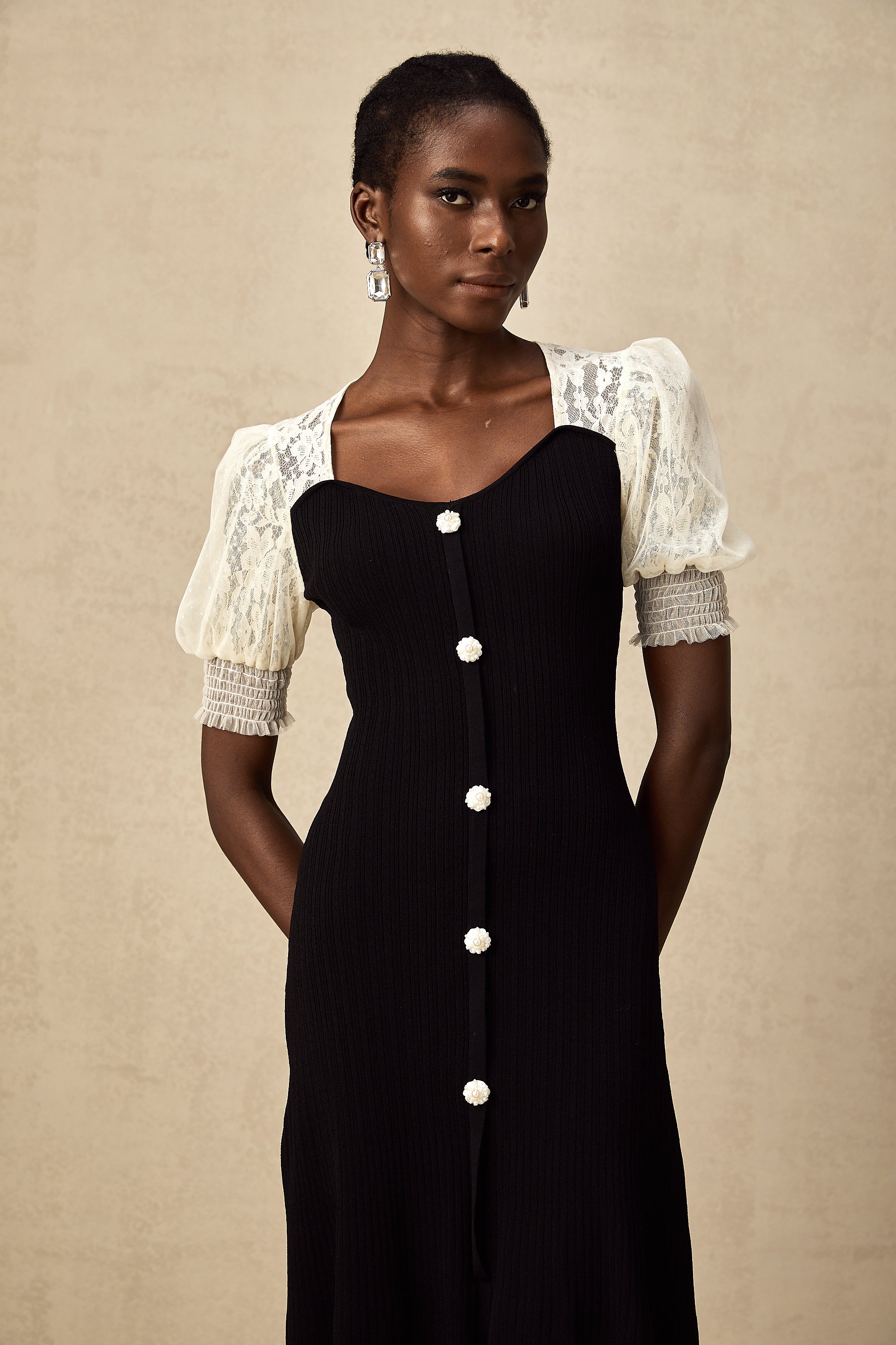 Noa lace-trimmed knit midi dress (Final Sale-US Only)