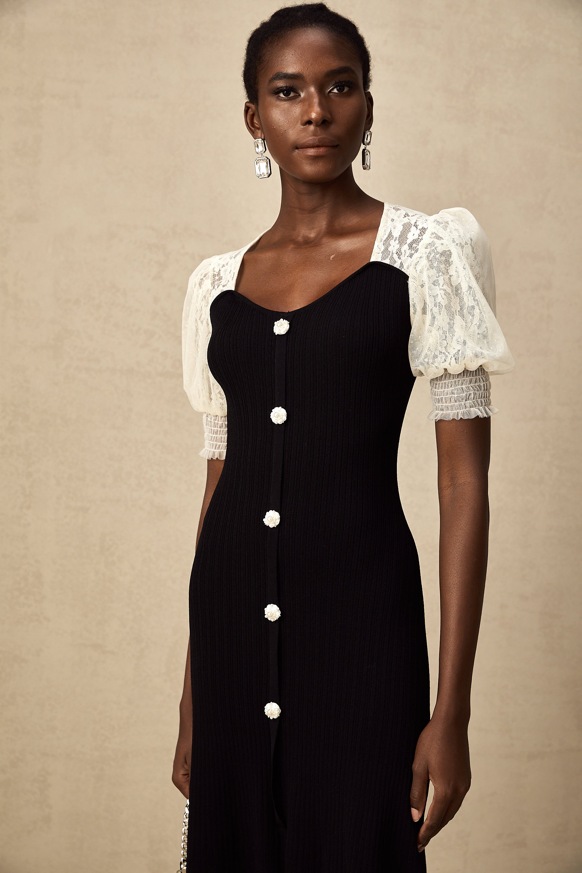 Noa lace-trimmed knit midi dress (Final Sale-US Only)