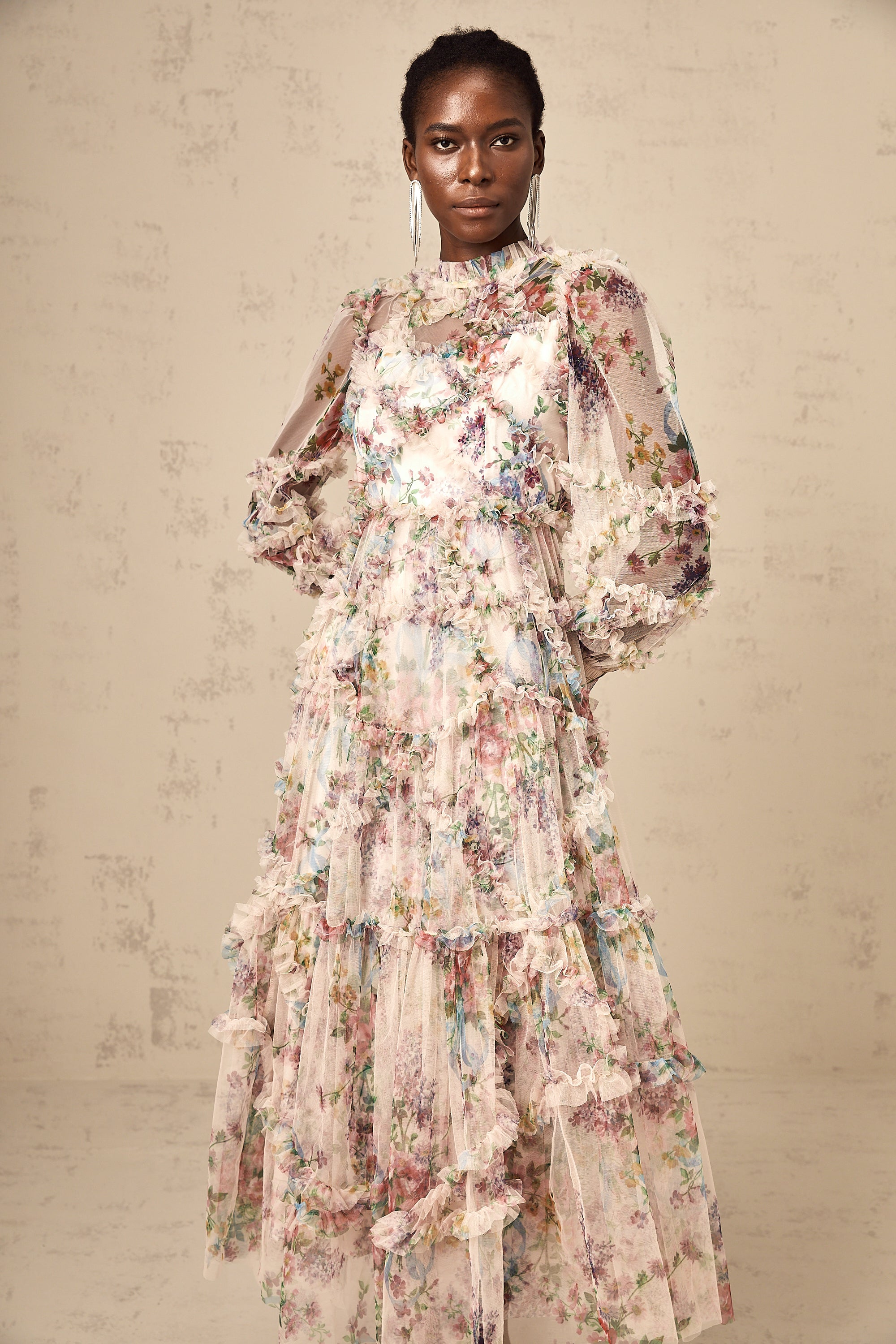 Candice floral ruffled tulle midi dress – Miss Rosier - Women's