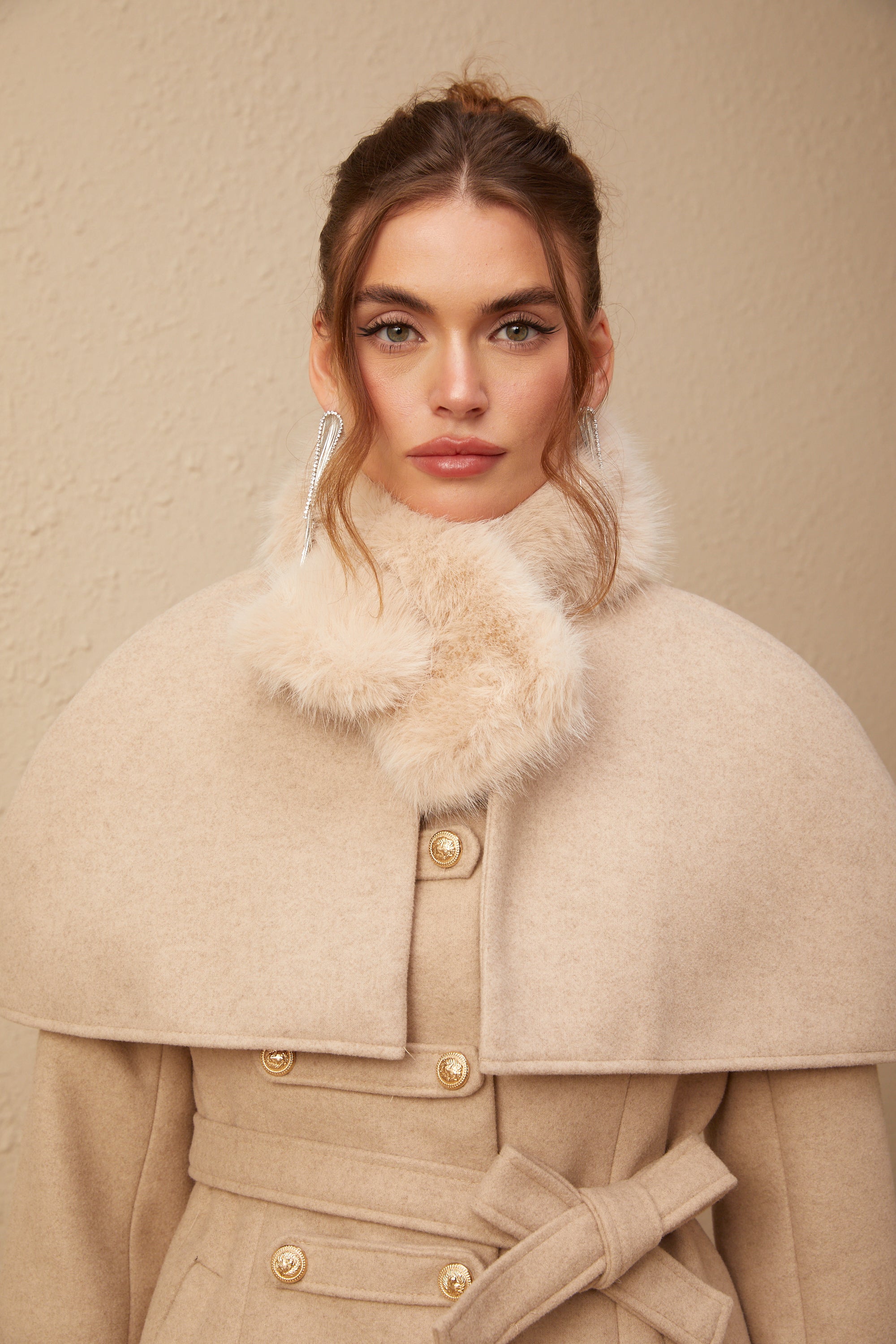 Rosella detachable-cape faux-fur coat – Miss Rosier - Women's