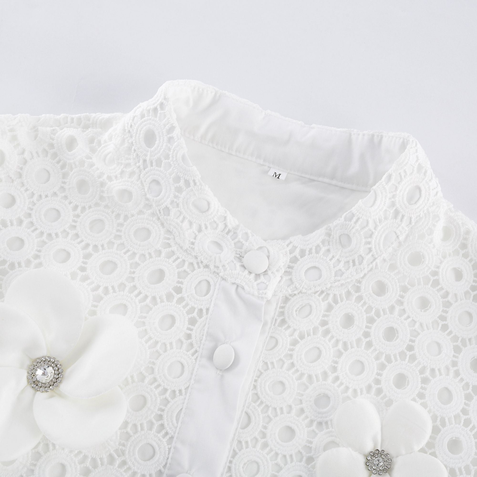 Calla Faux-Flower Cut-Out Blouse & Shorts Matching Set