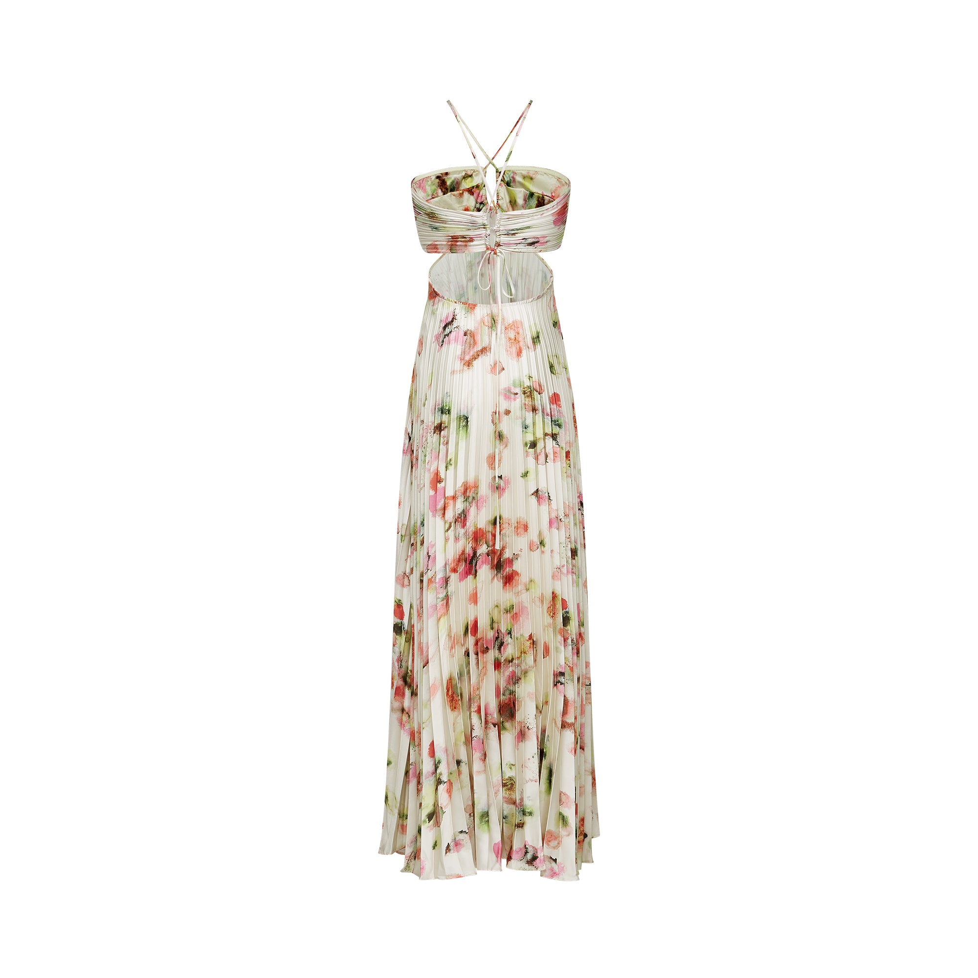 Andréa cut-out floral-print pleated maxi dress – Miss Rosier