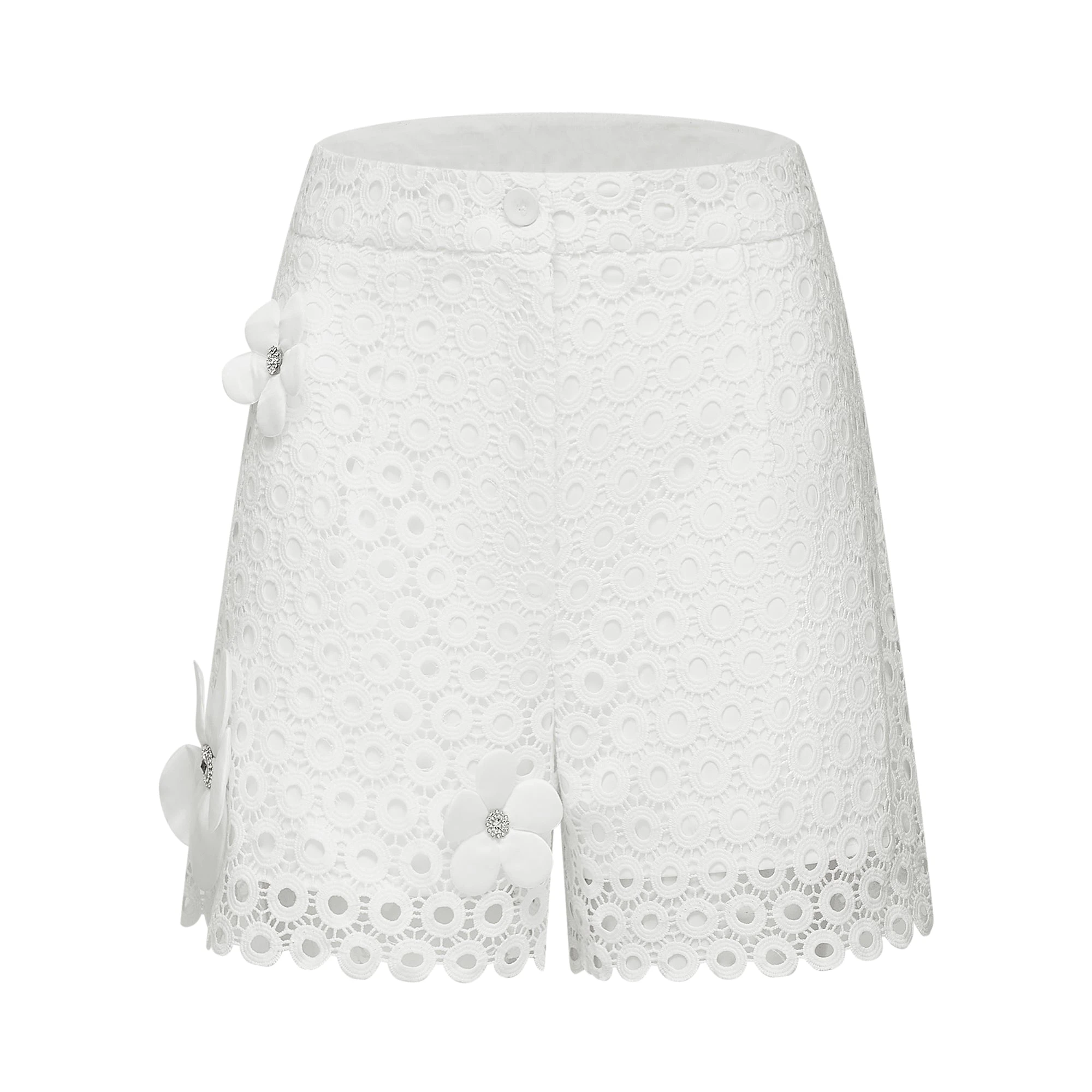 Calla Faux-Flower Cut-Out Blouse & Shorts Matching Set