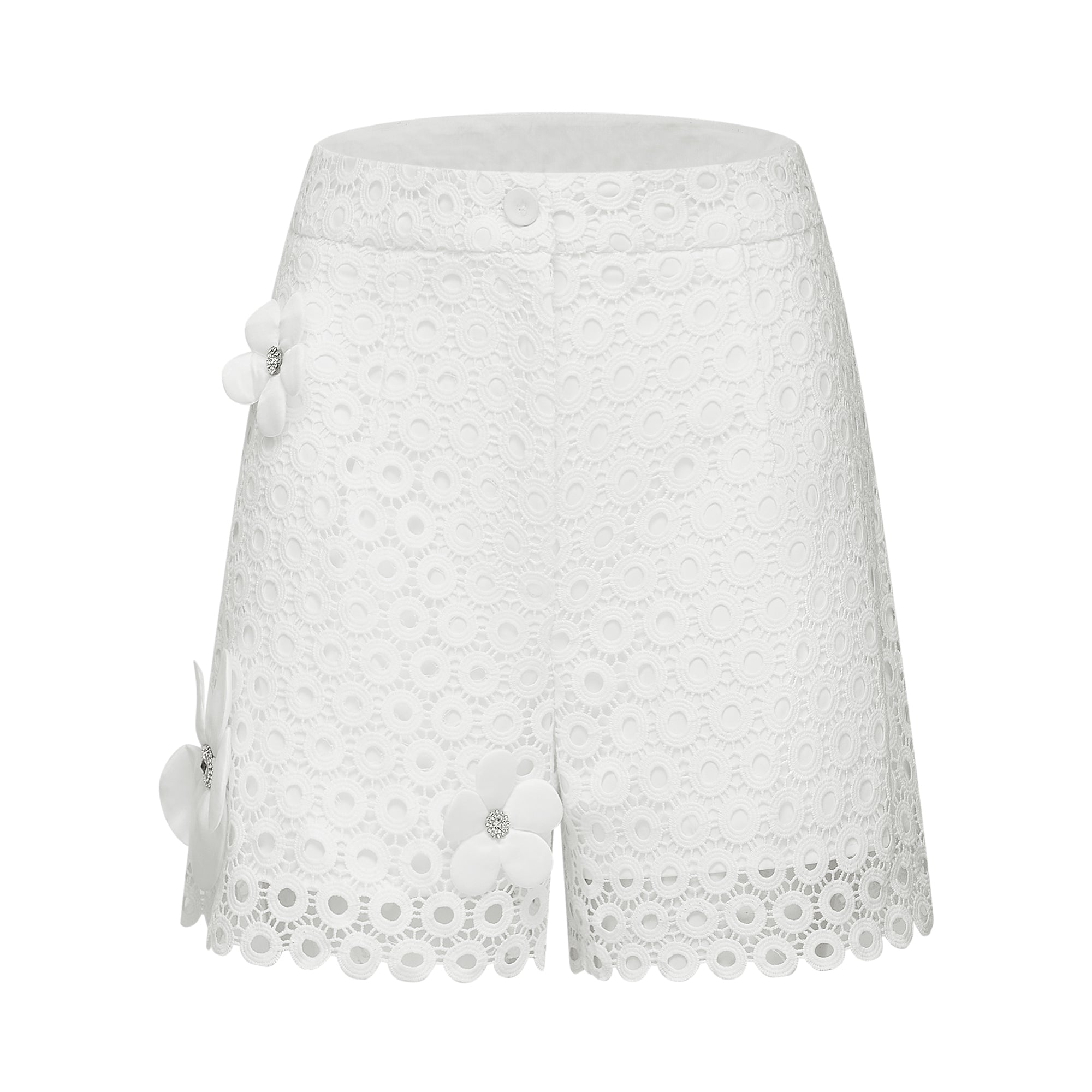 Calla Faux-Flower Cut-Out Blouse & Shorts Matching Set