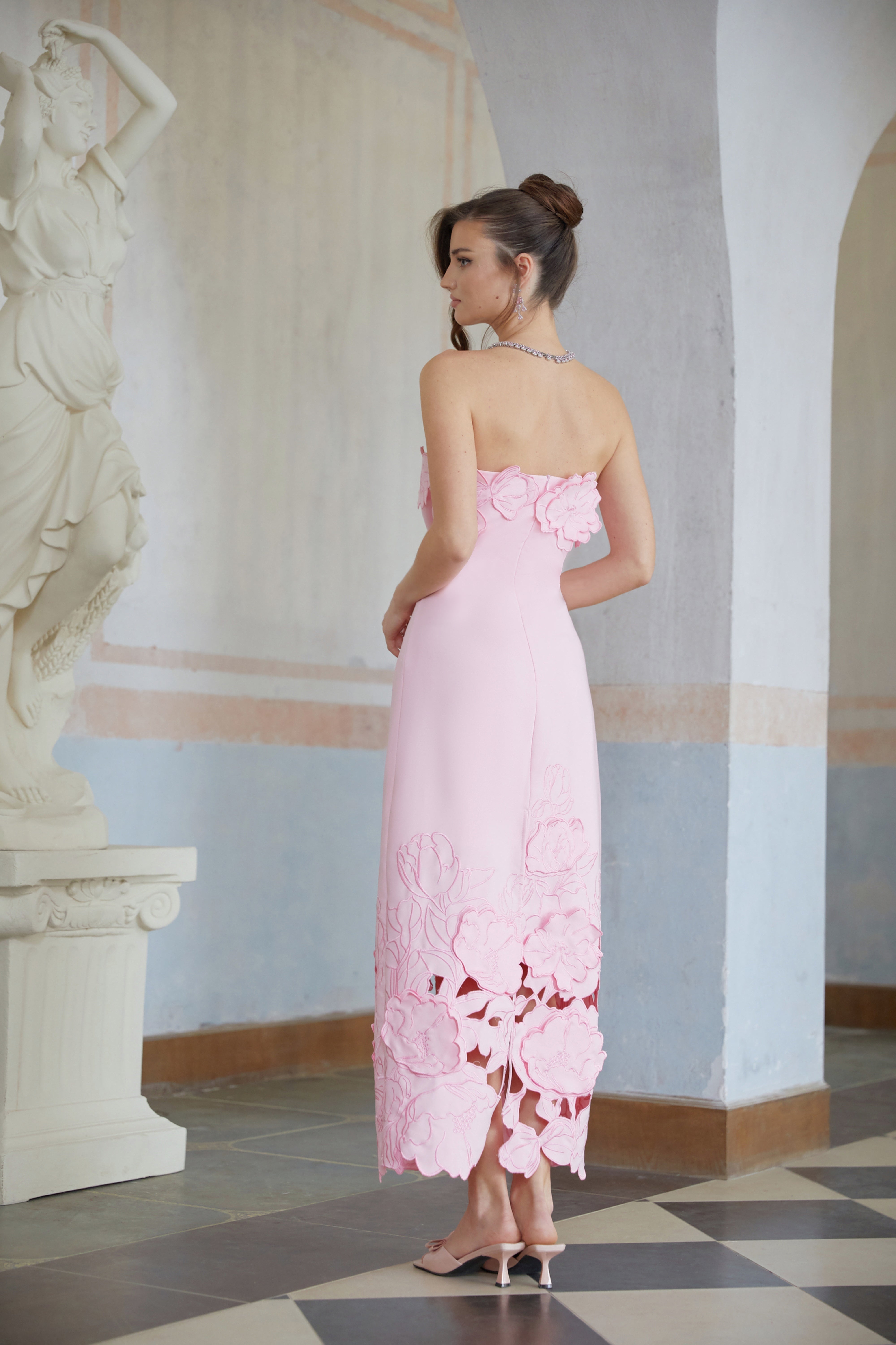 Inga Pink Strapless Floral Embroidered Maxi Dress – Miss Rosier