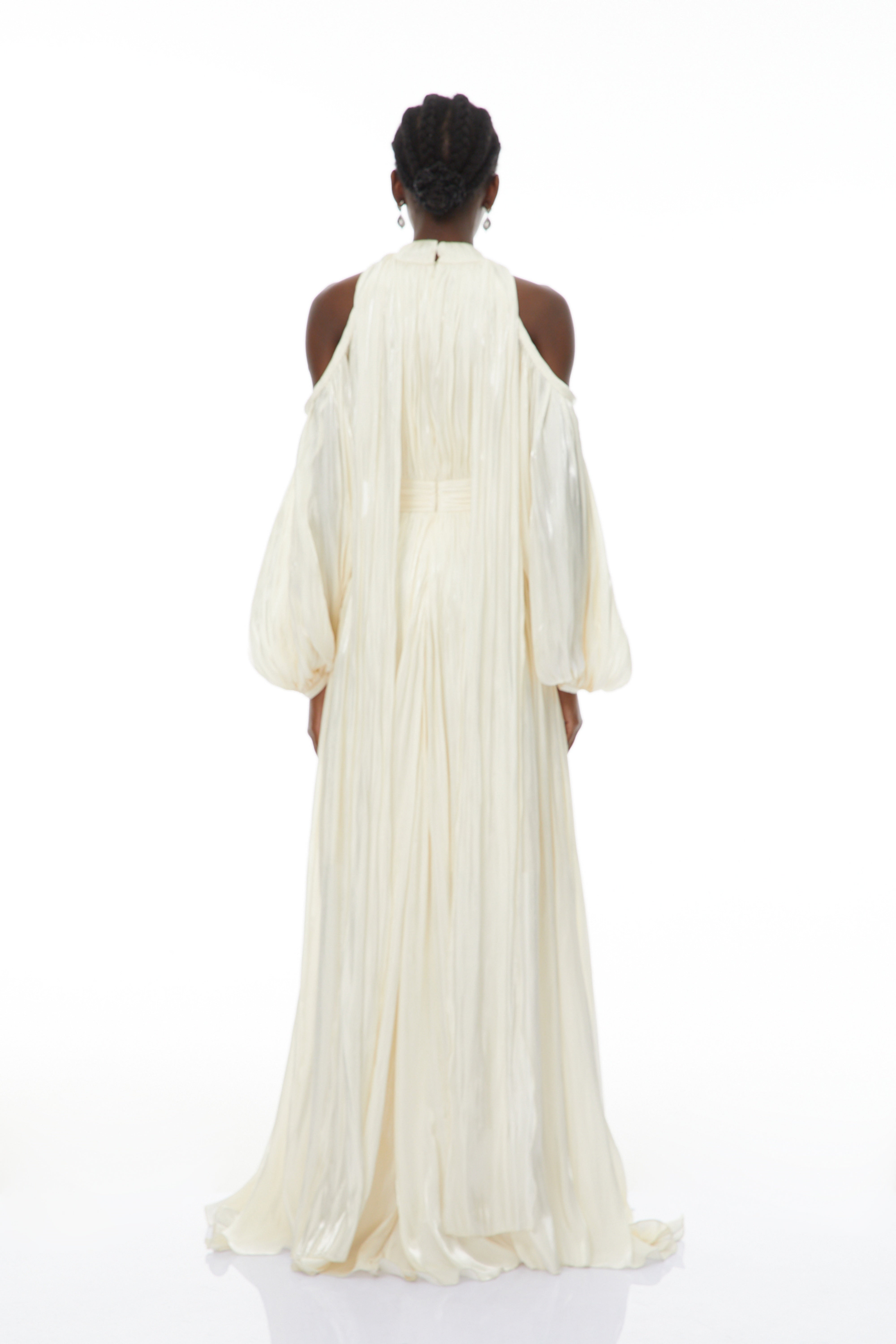 Cold Shoulder Ruched Maxi Dress