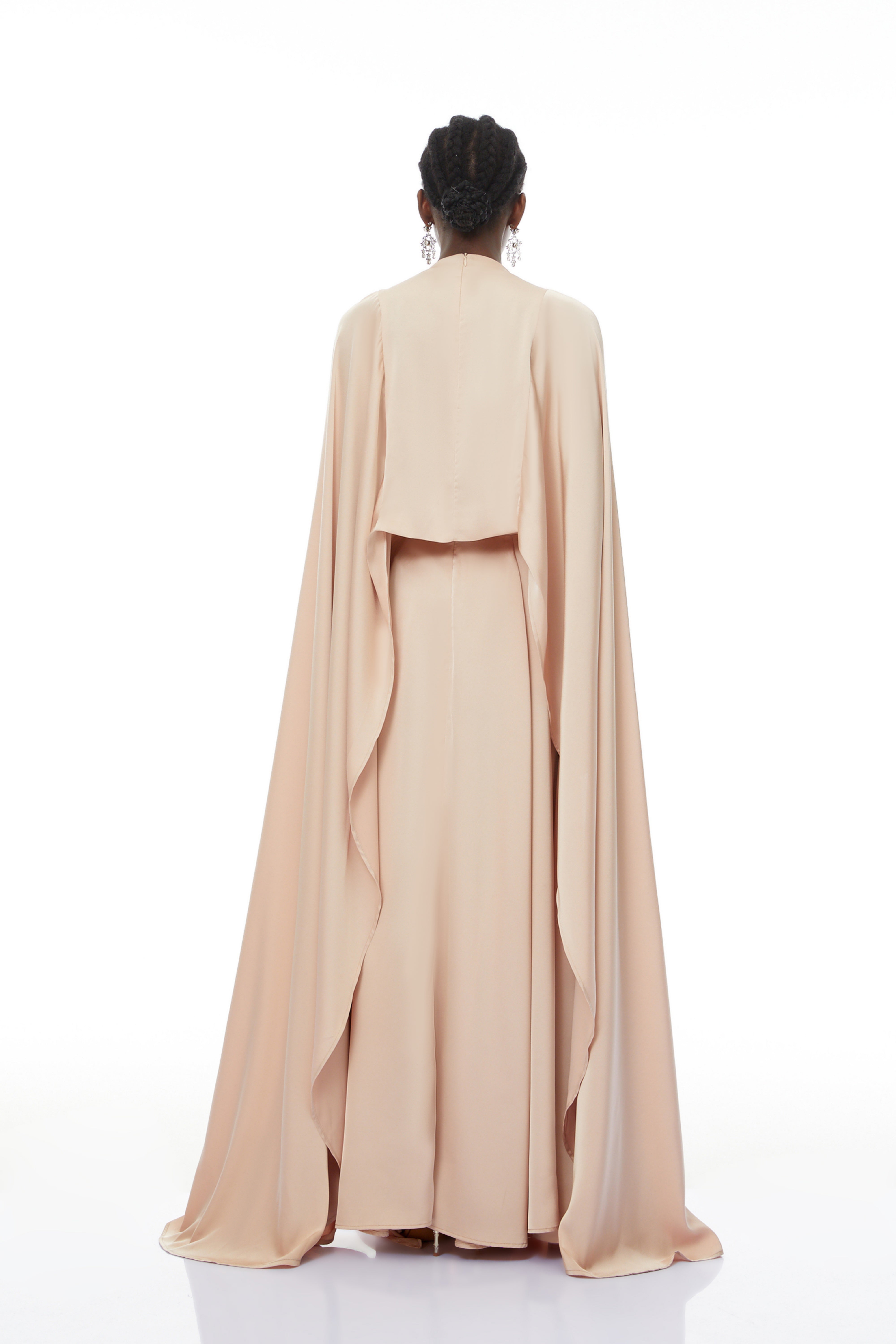 Flared Maxi Dress With Cape