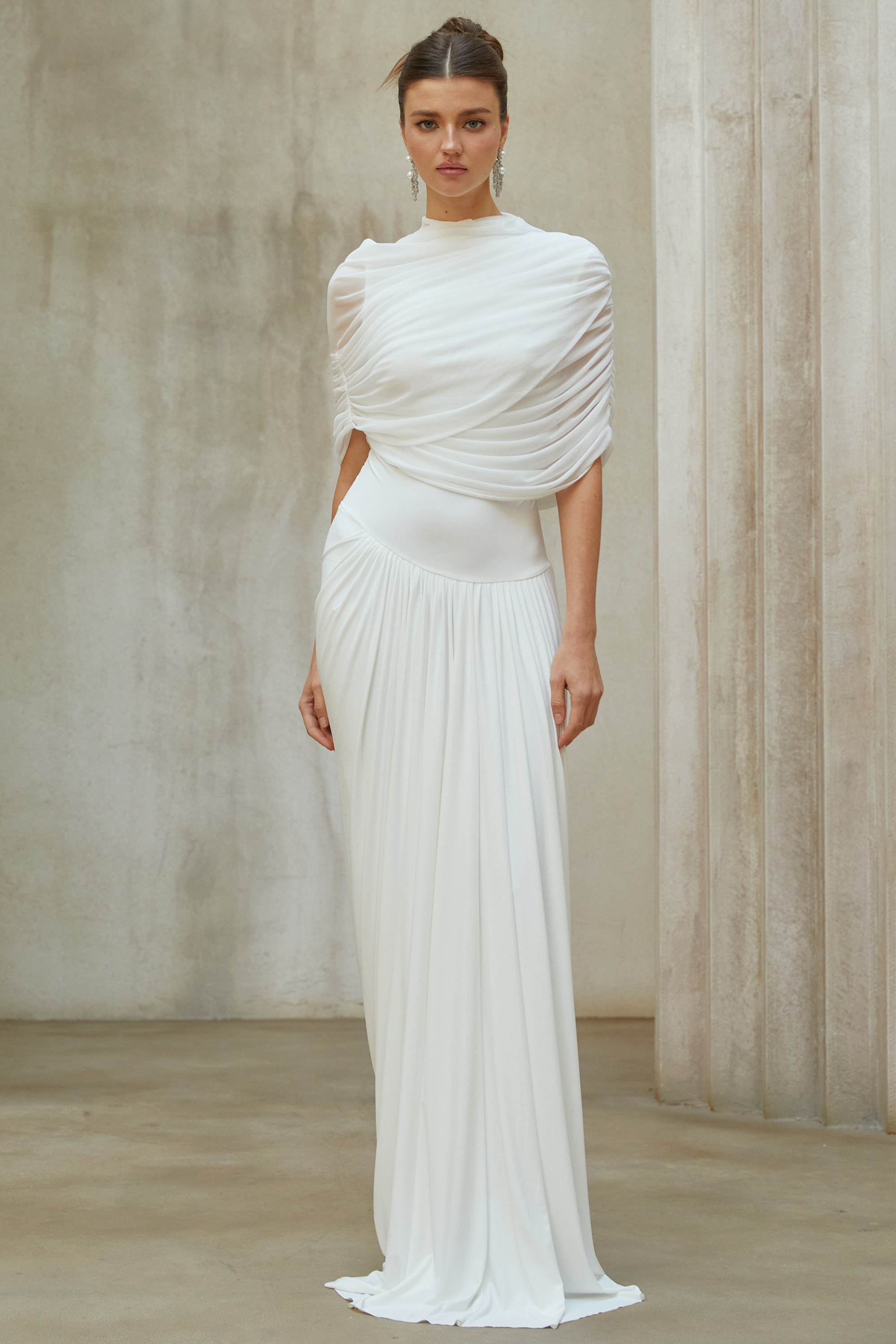 Asymmetrical Pleated Maxi Dress