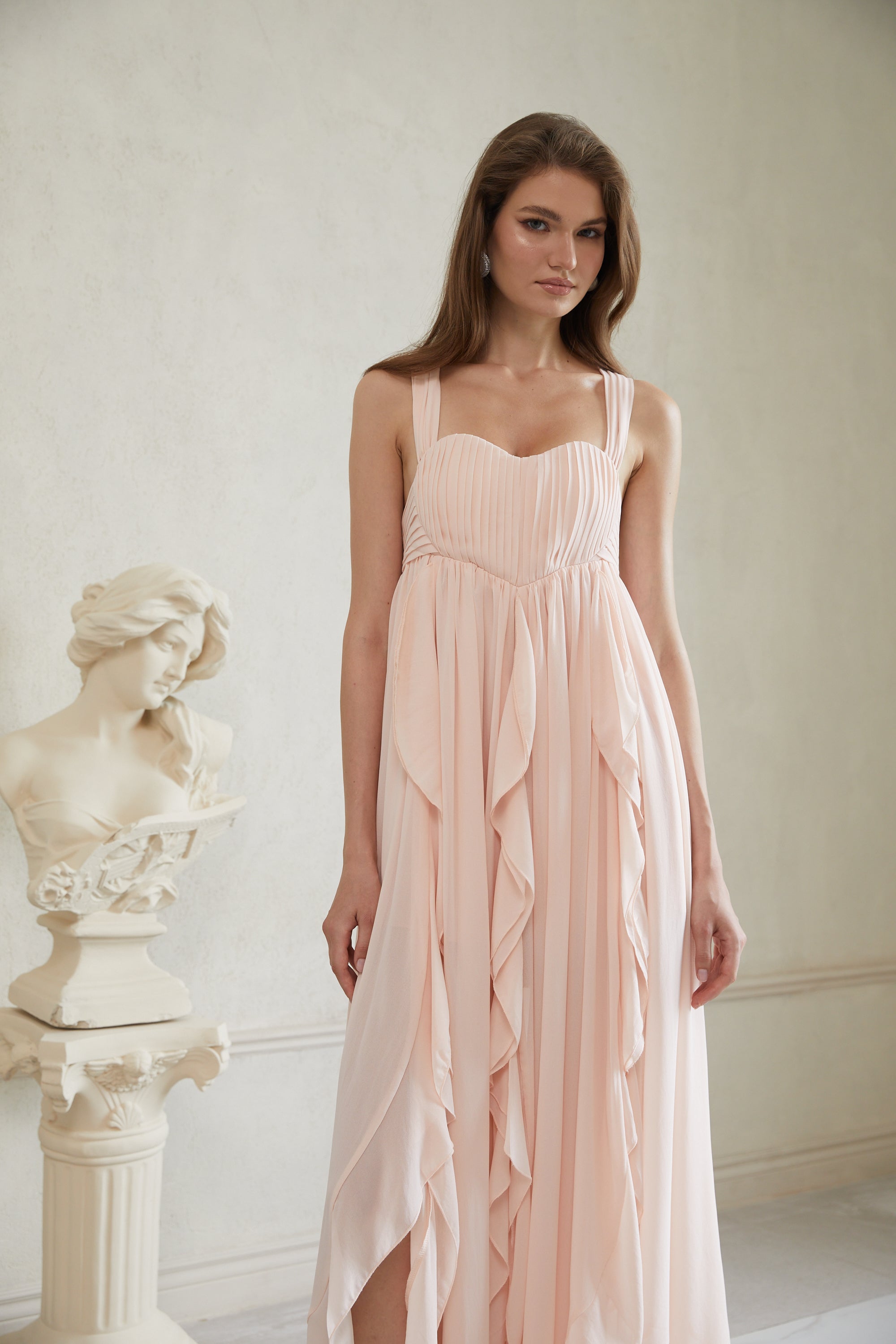 Eos Pink Ruffled Chiffon Maxi Dress (Final Sale-US Only)
