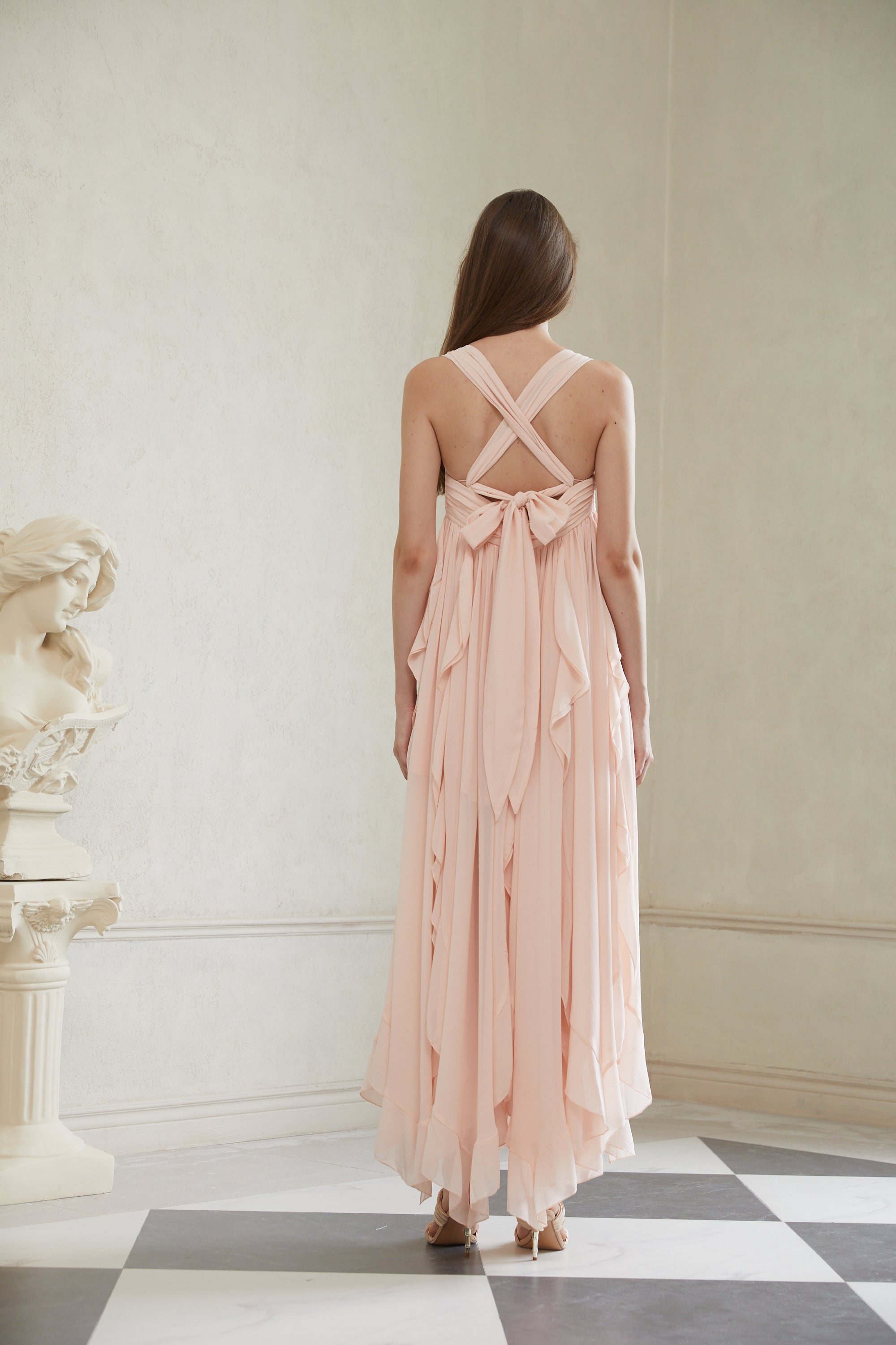 Eos Pink Ruffled Chiffon Maxi Dress (Final Sale-US Only)