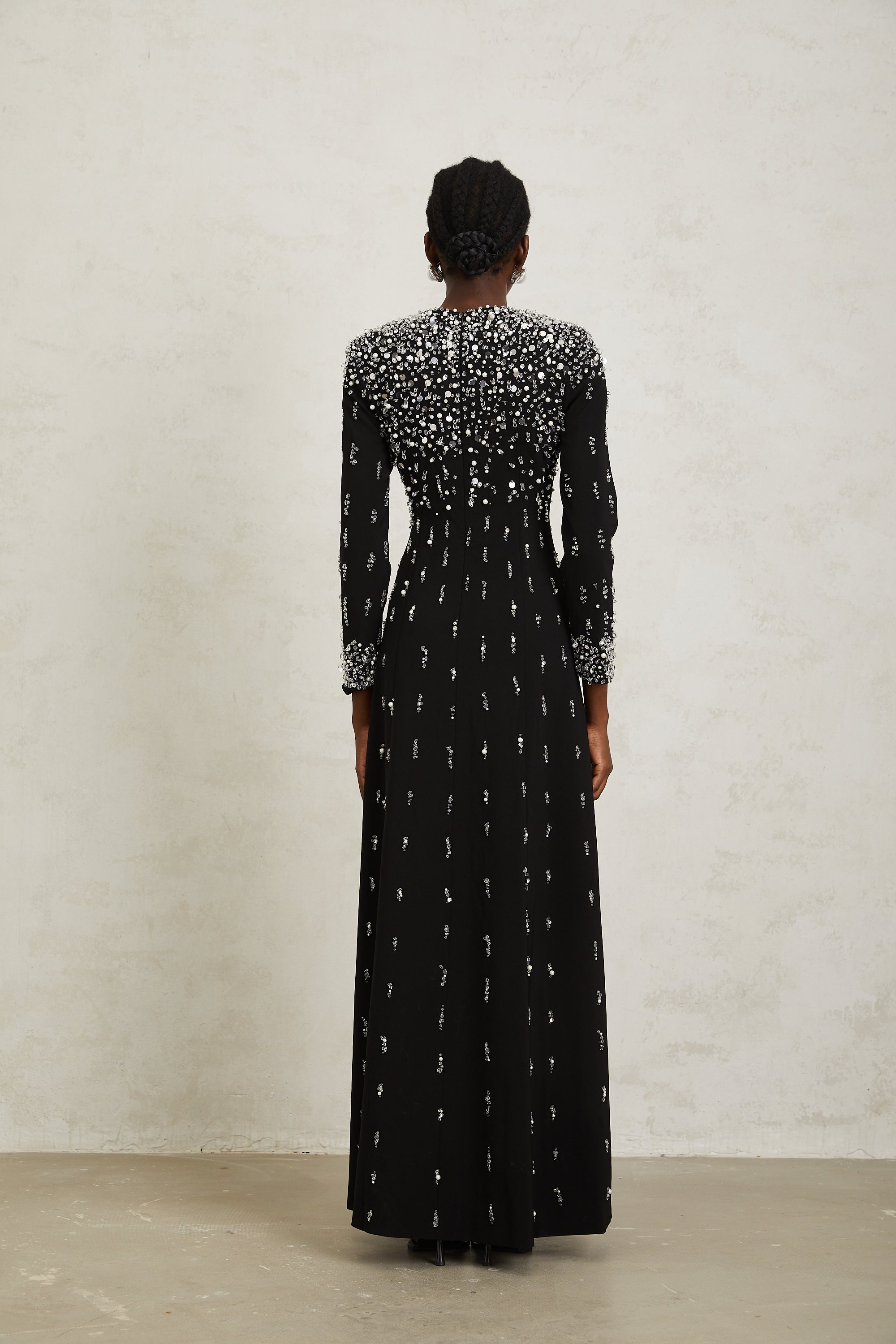 Margarita Black Embellished Maxi Dress