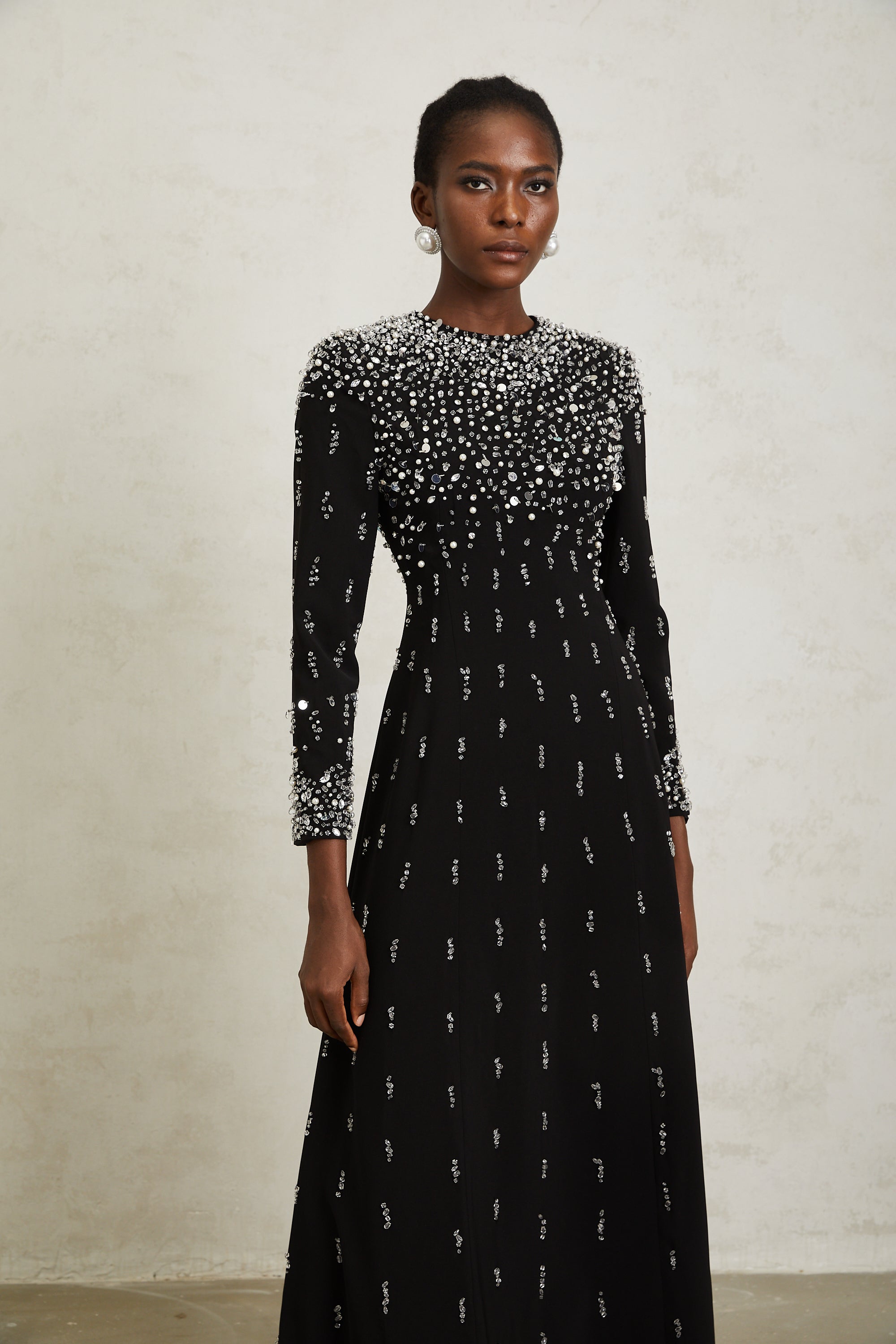 Margarita Black Embellished Maxi Dress