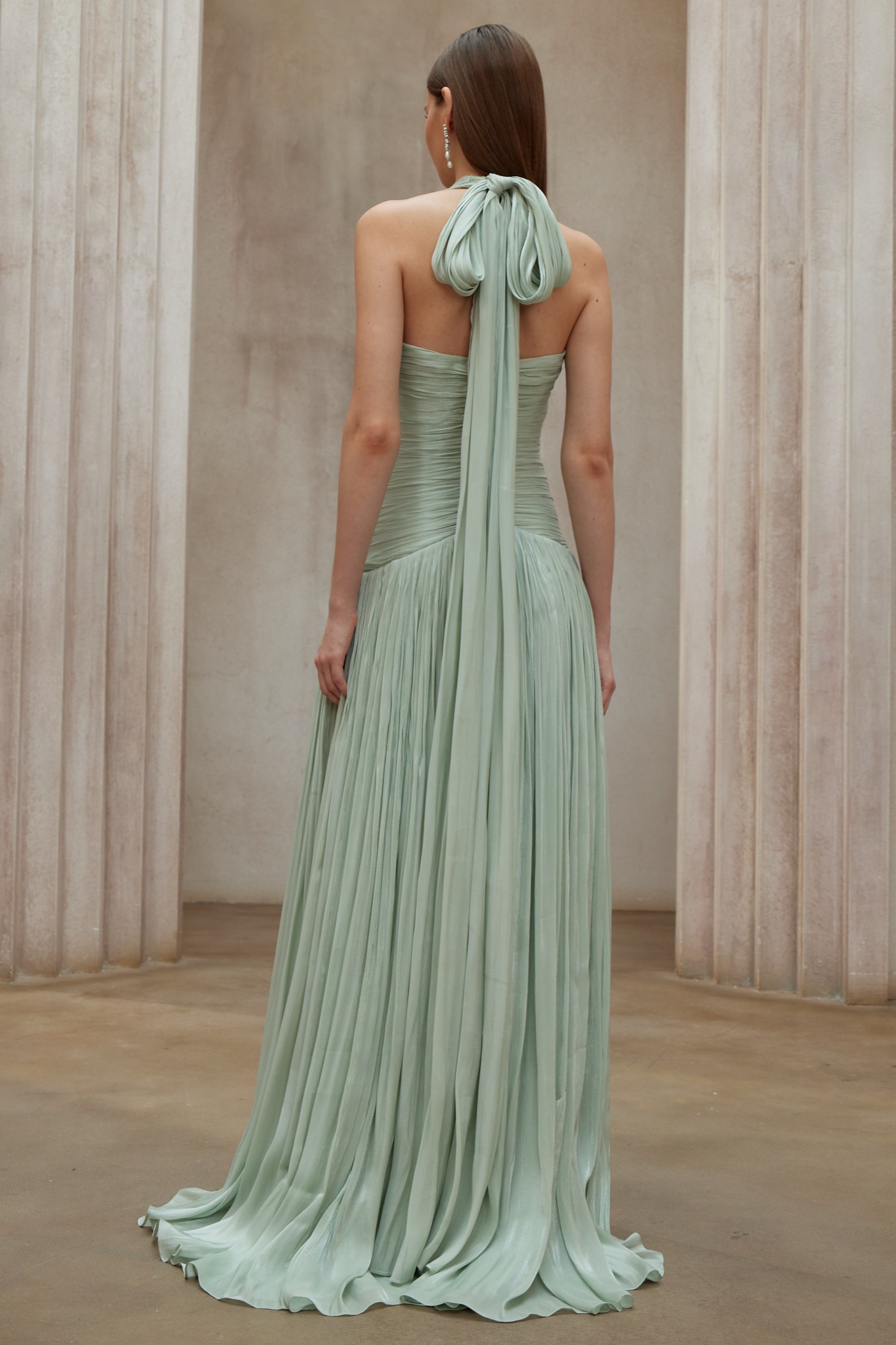 Uranie Mint Green Gathered Maxi Dress – Miss Rosier - Women's