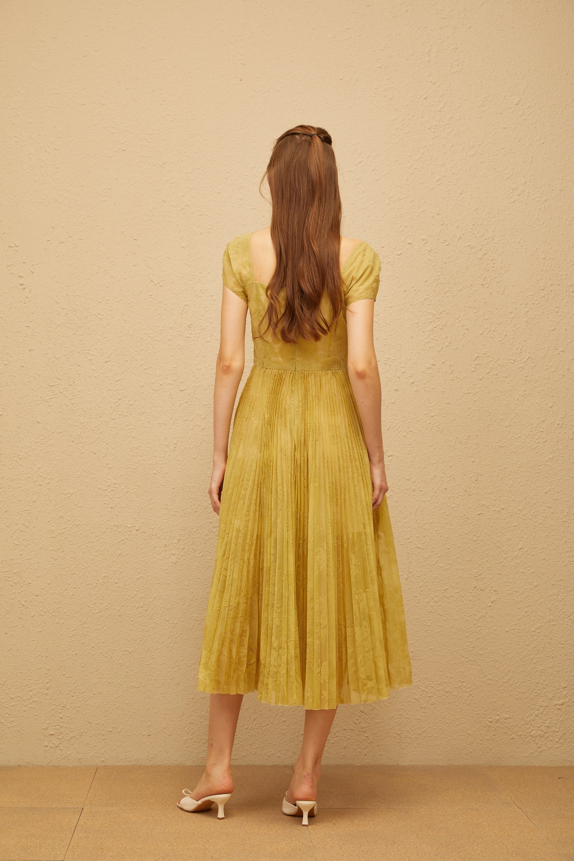 Béryl Green Floral Jacquard Midi Dress (Final Sale-US Only)