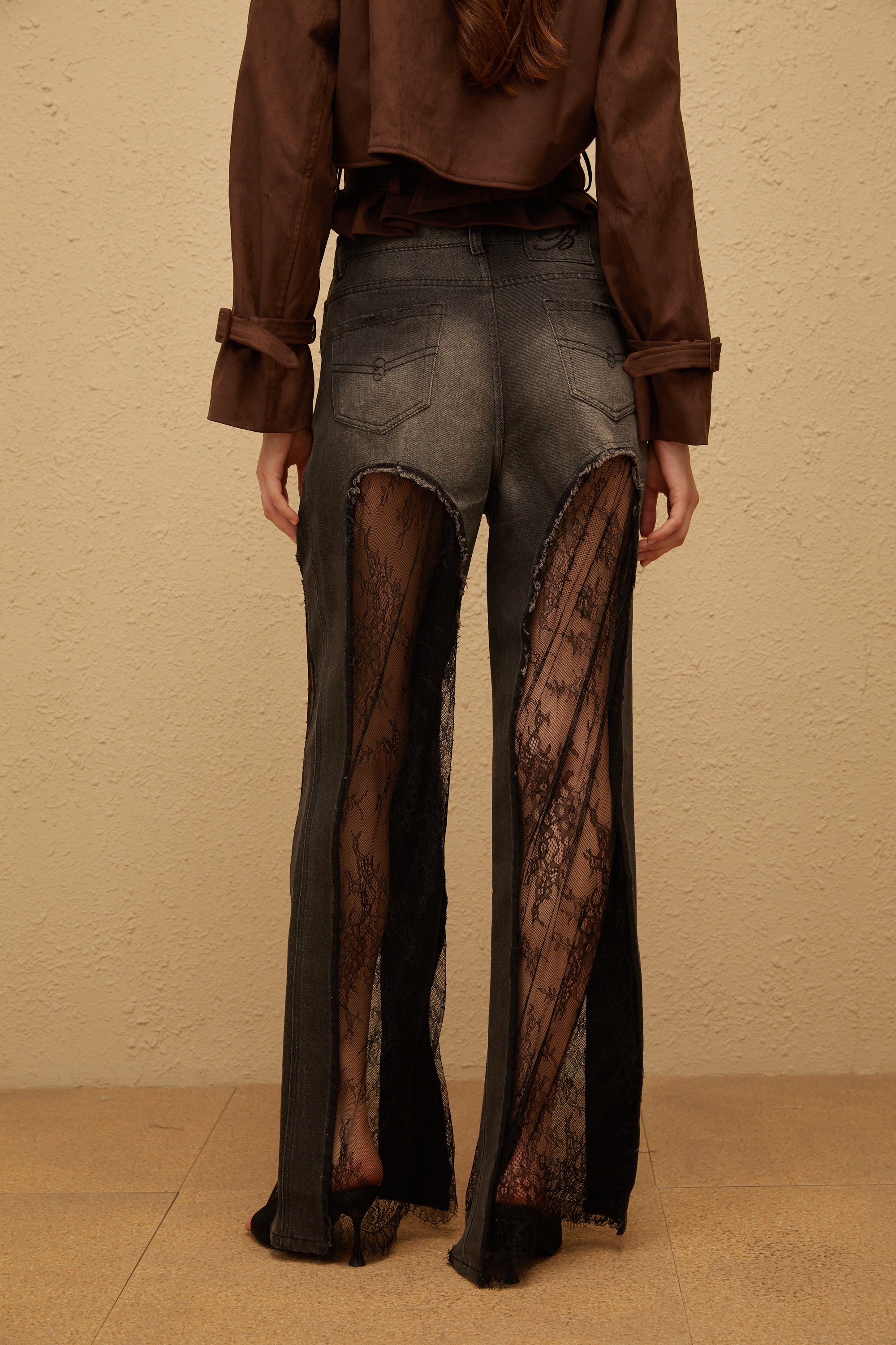 Madeline Black Floral Lace Panel Jeans – Miss Rosier - Women's