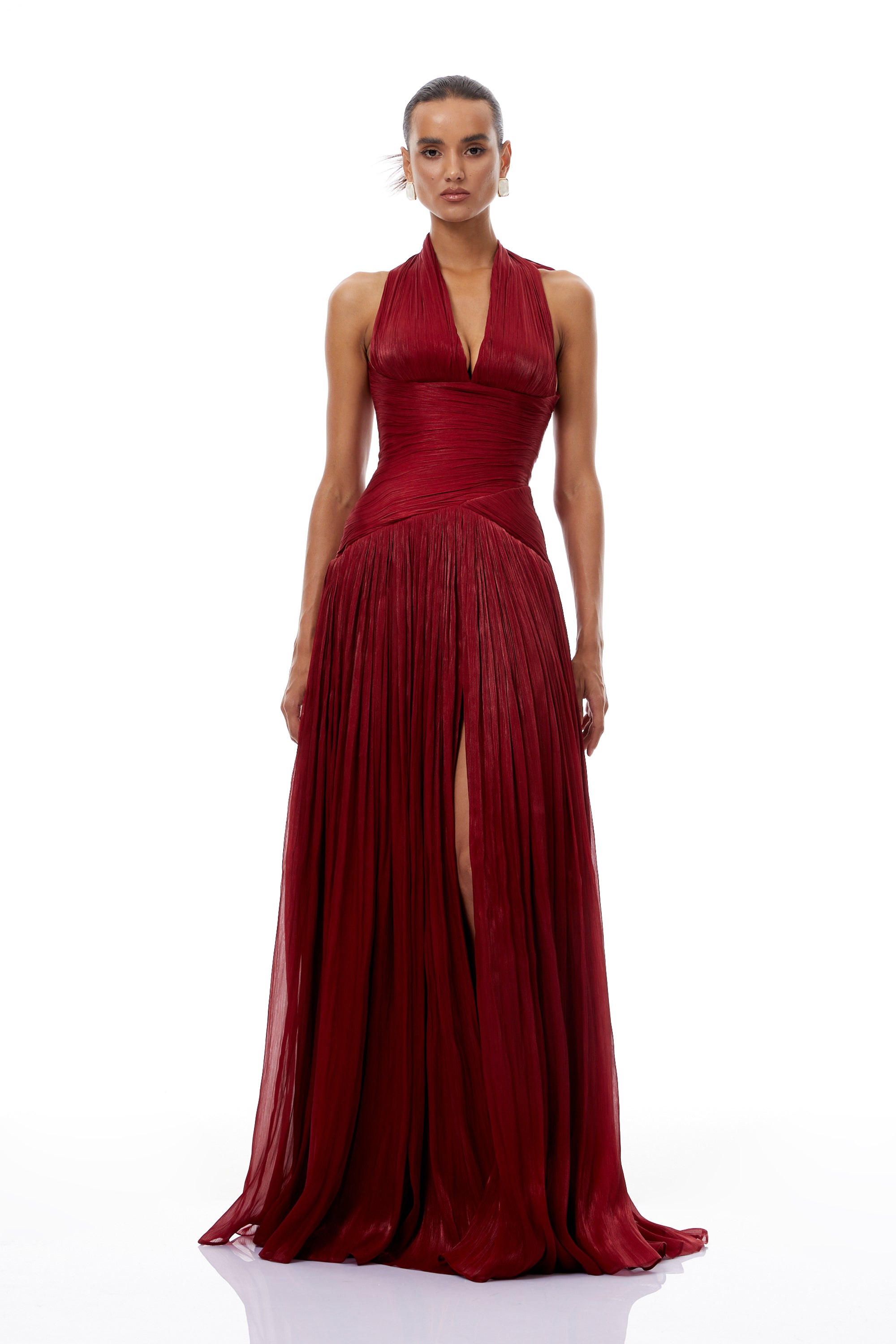 Uranie Red Gathered Maxi Dress