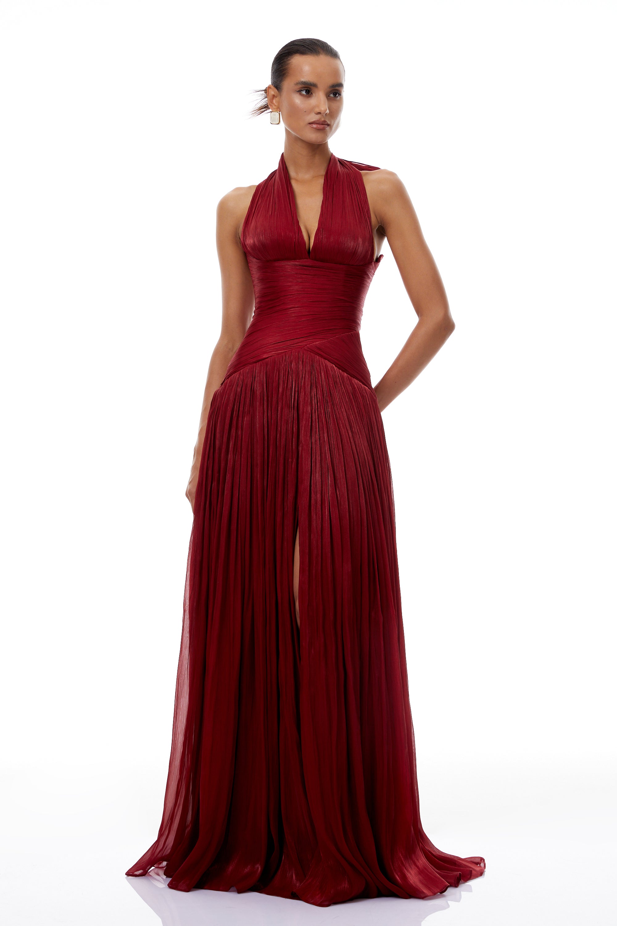 Uranie Red Gathered Maxi Dress
