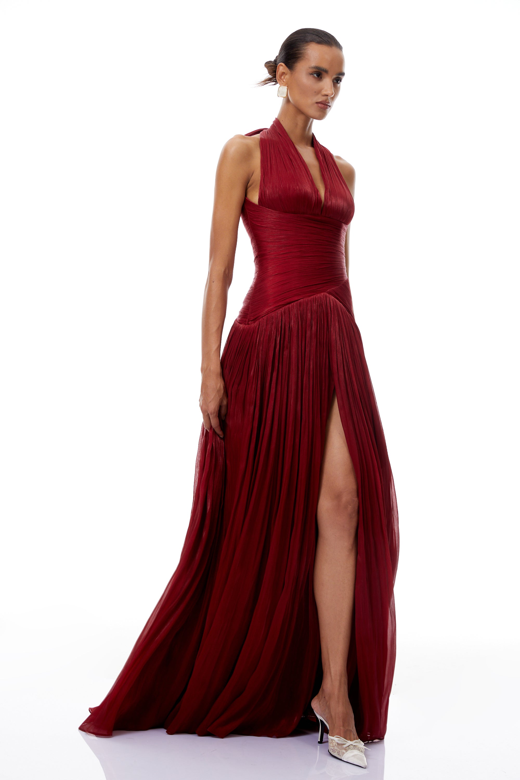 Uranie Red Gathered Maxi Dress