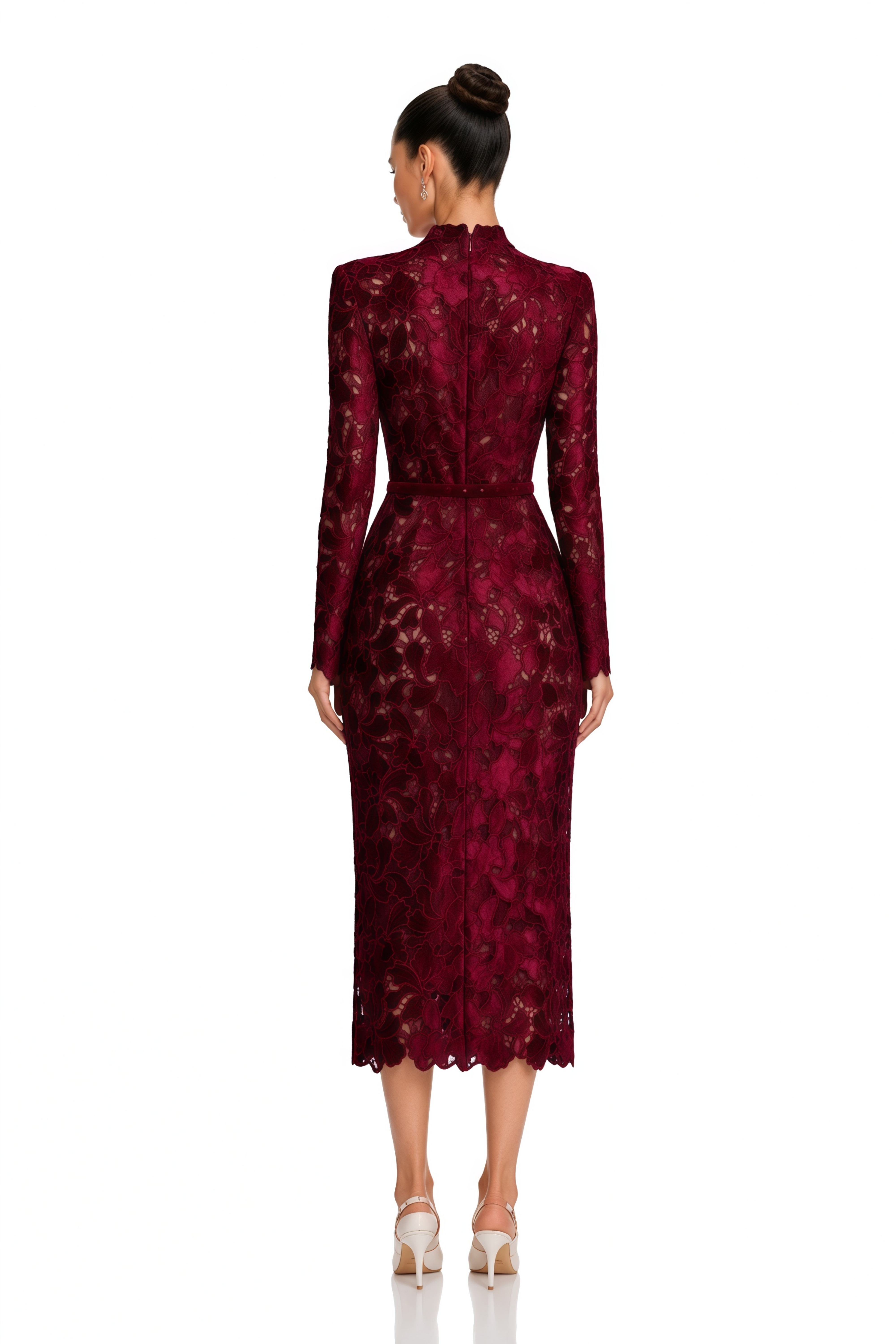 Hafdis Red Floral Embroidered Midi Dress
