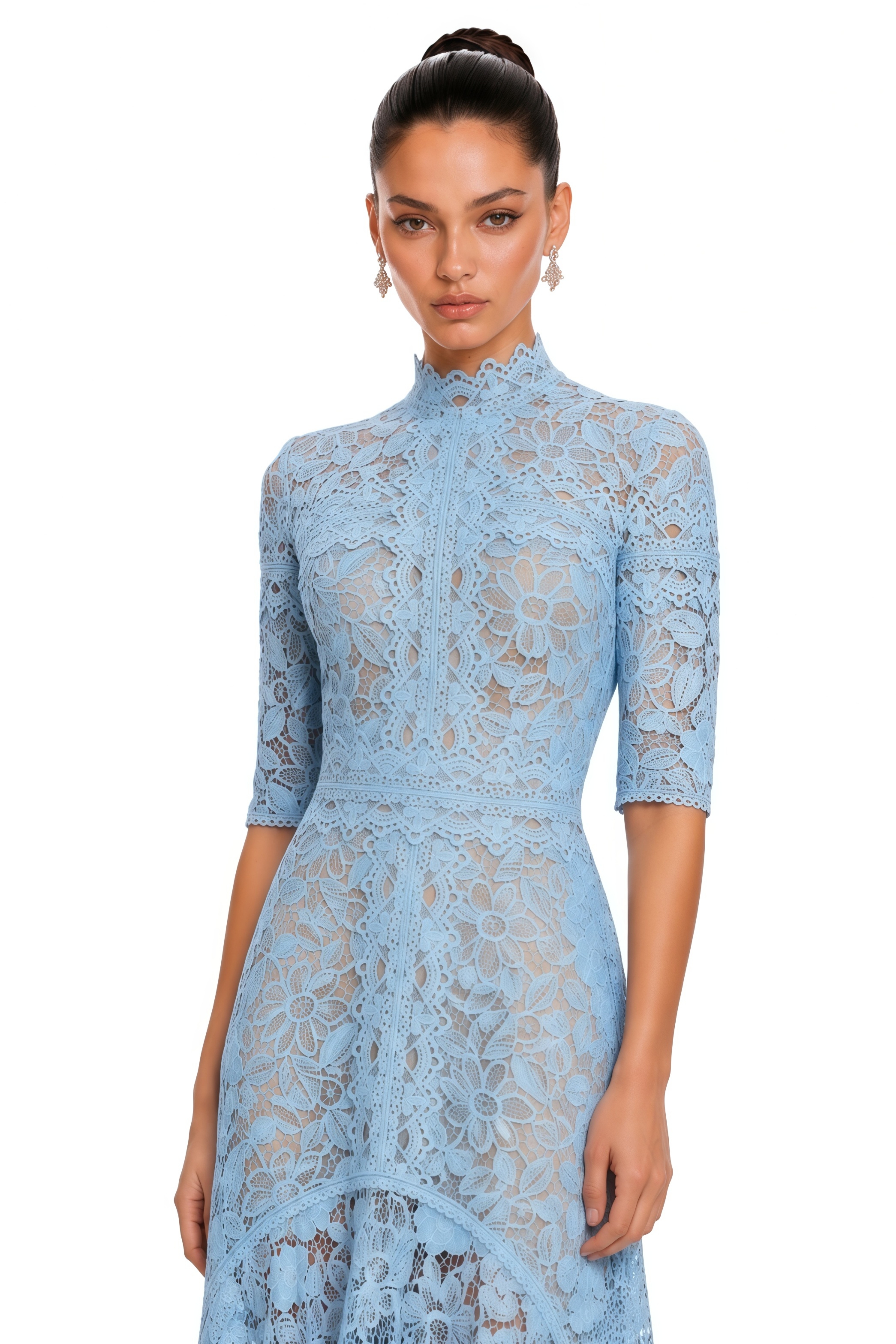 Daniela Blue Floral Lace Mermaid Maxi Dress