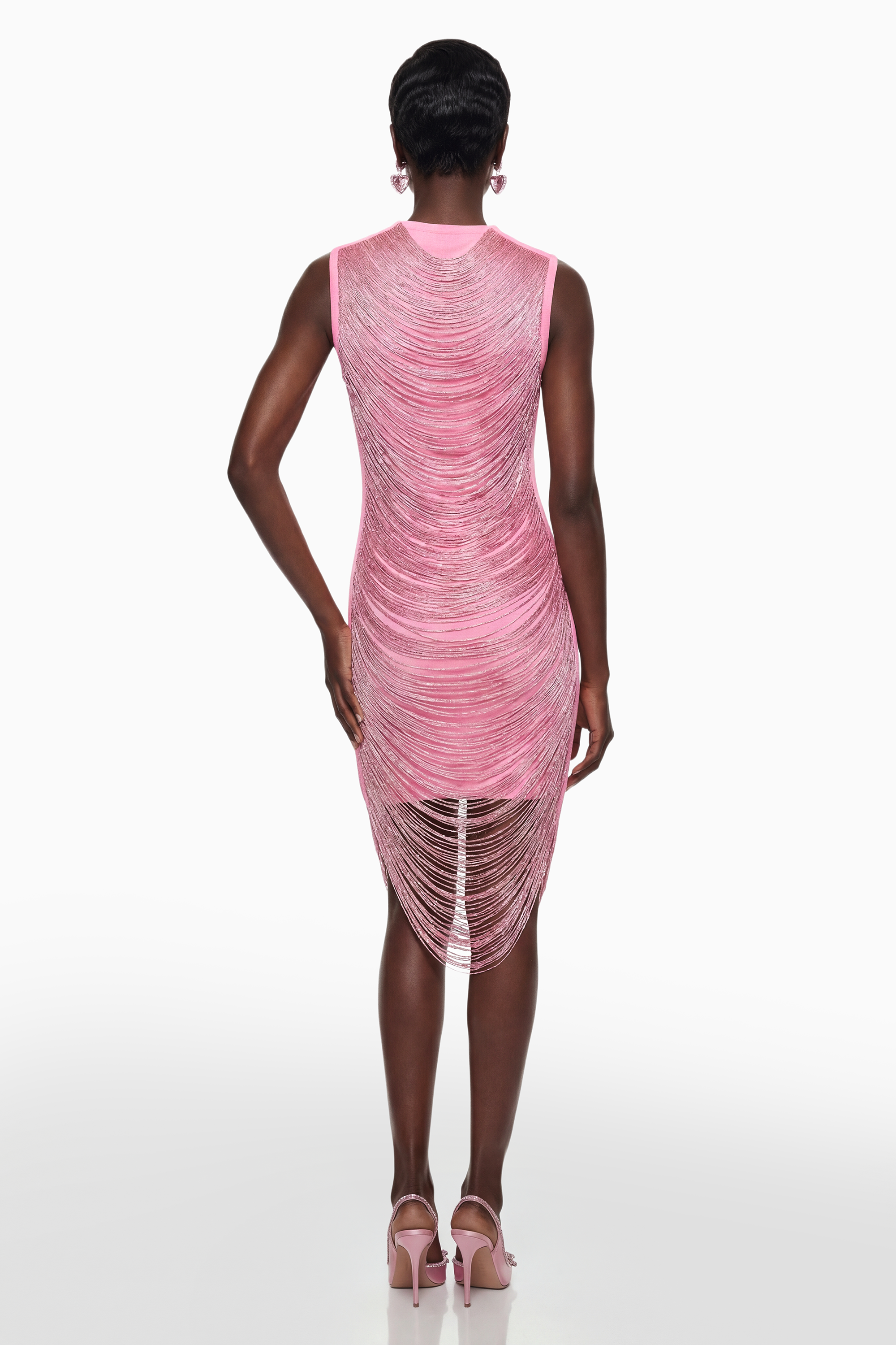Eleonora Pink Fringed Bandage Mini Dress (Final Sale-US Only)