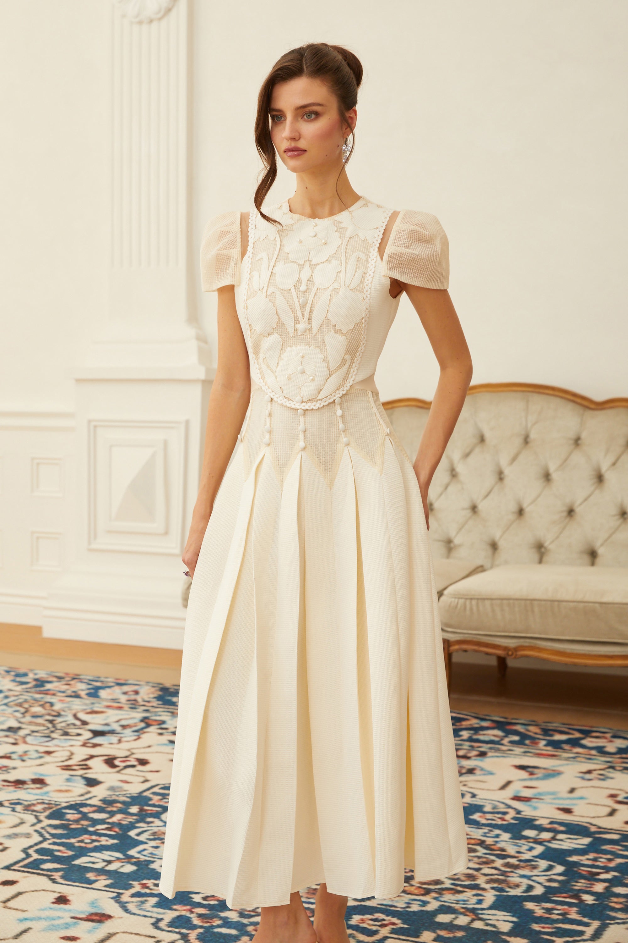 Maelle White Flower Embroidered Maxi Dress – Miss Rosier - Women's