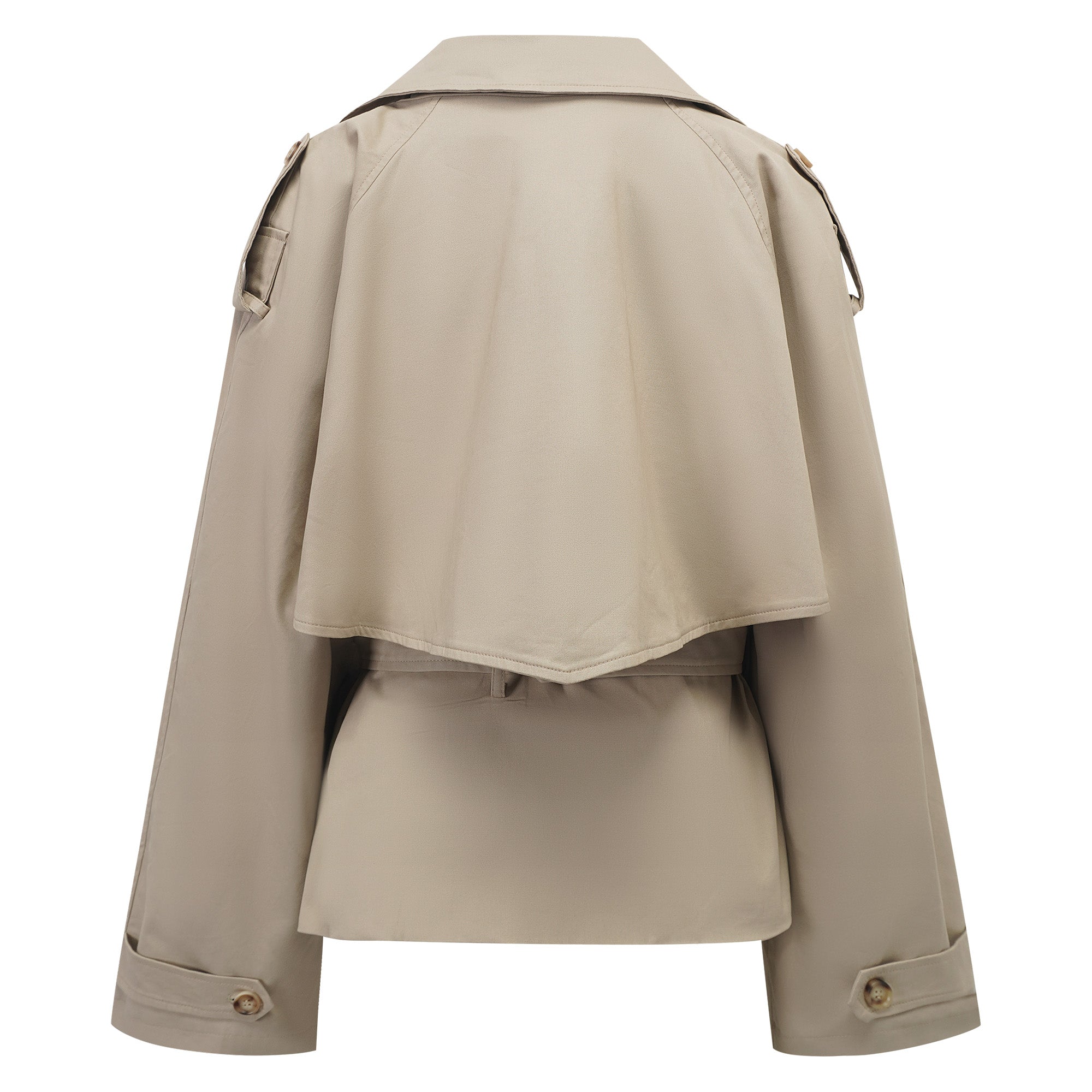 Sandra Khaki Double-Breasted Short Trench Coat
