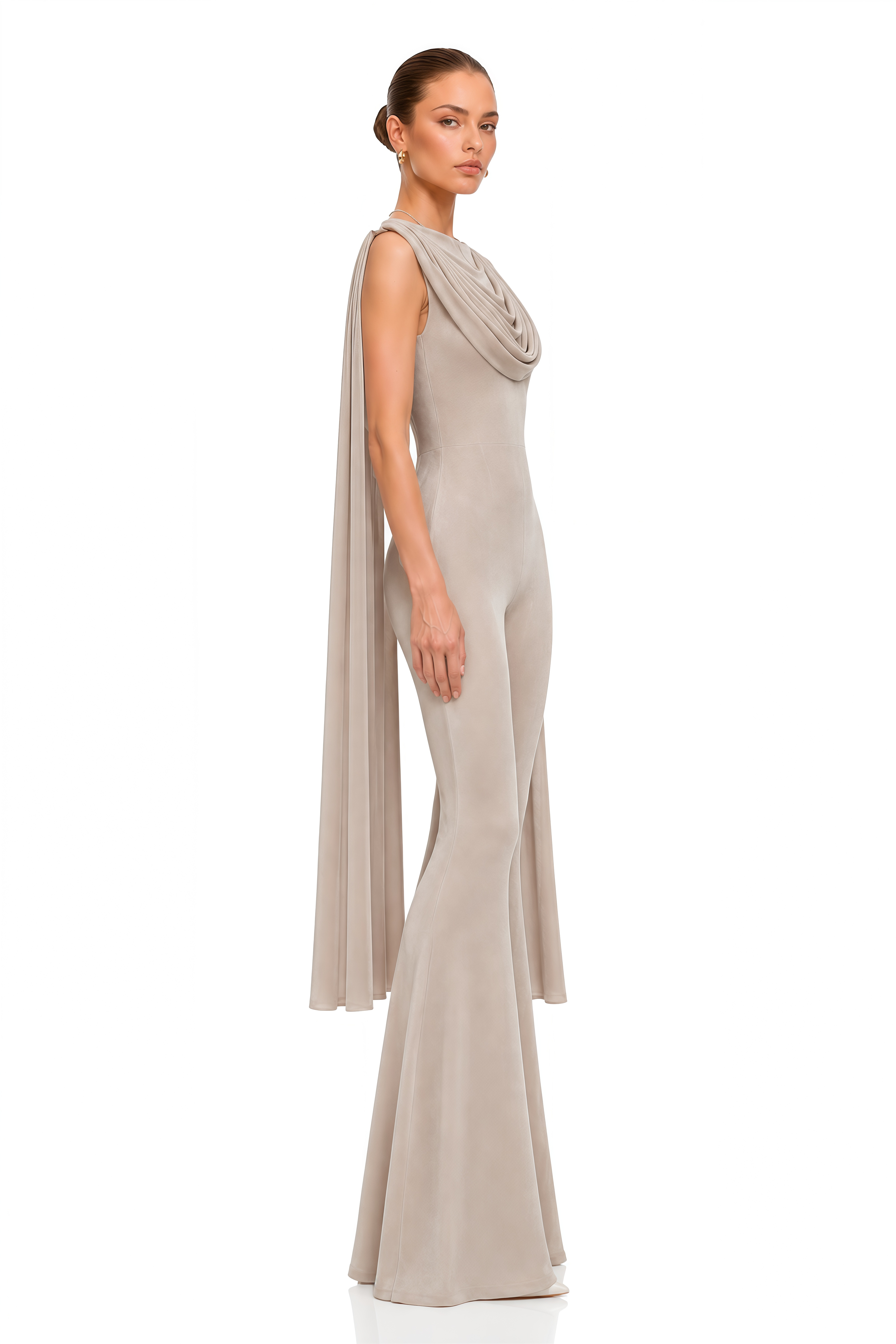 Clarisse Neutral Draped Jumpsuit