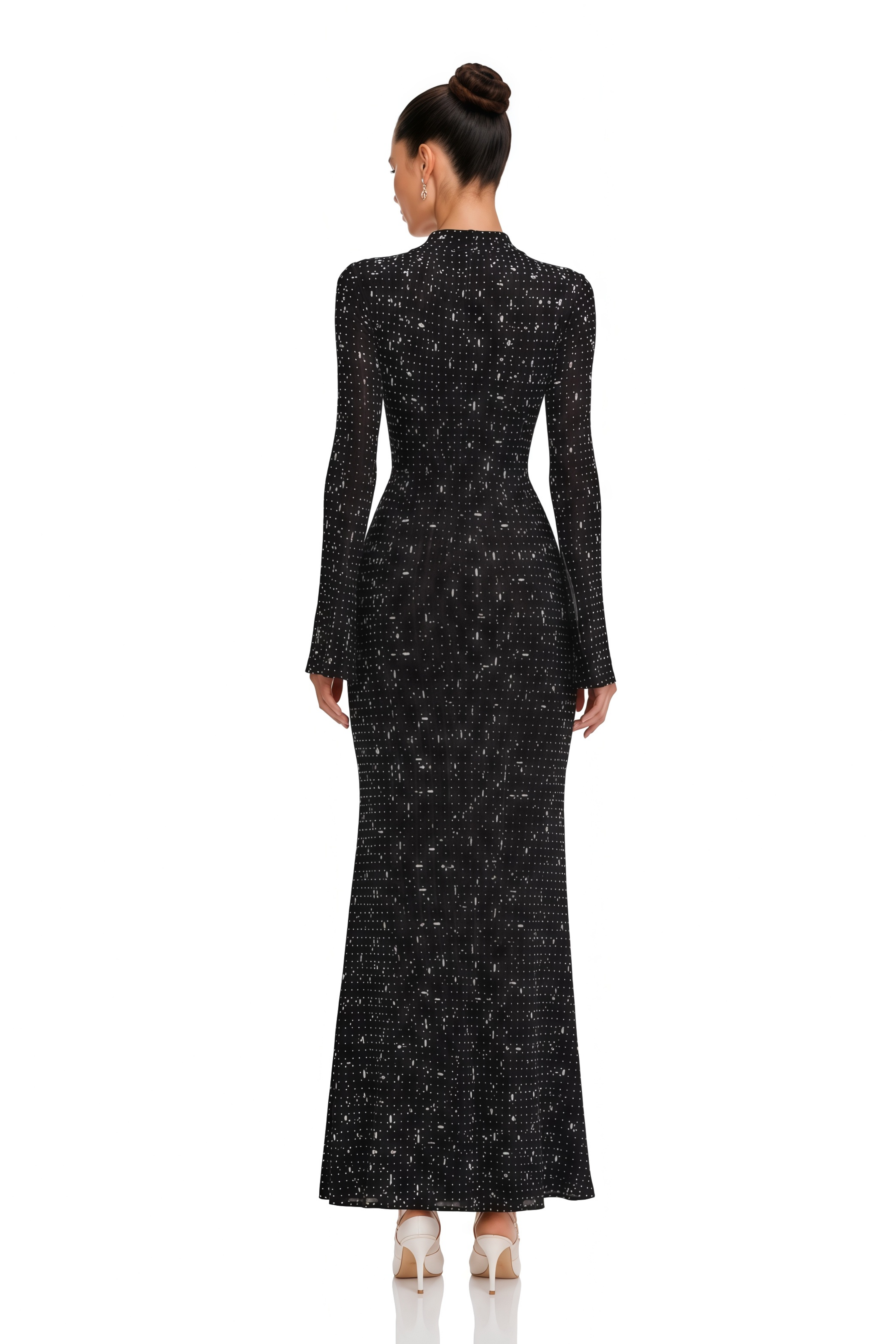 Léna Black Embellished Semi-Sheer Maxi Dress