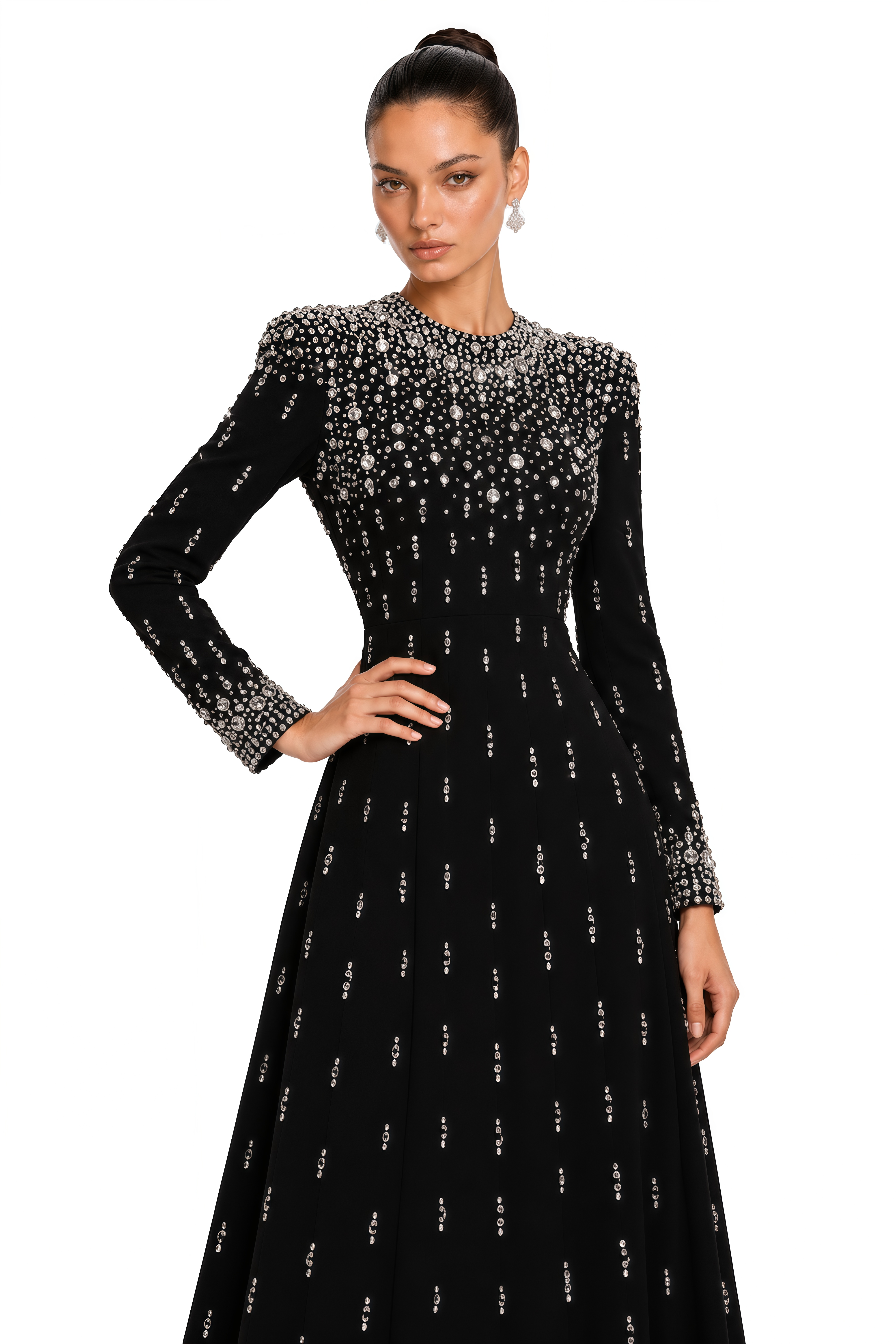 Margarita Black Embellished Maxi Dress