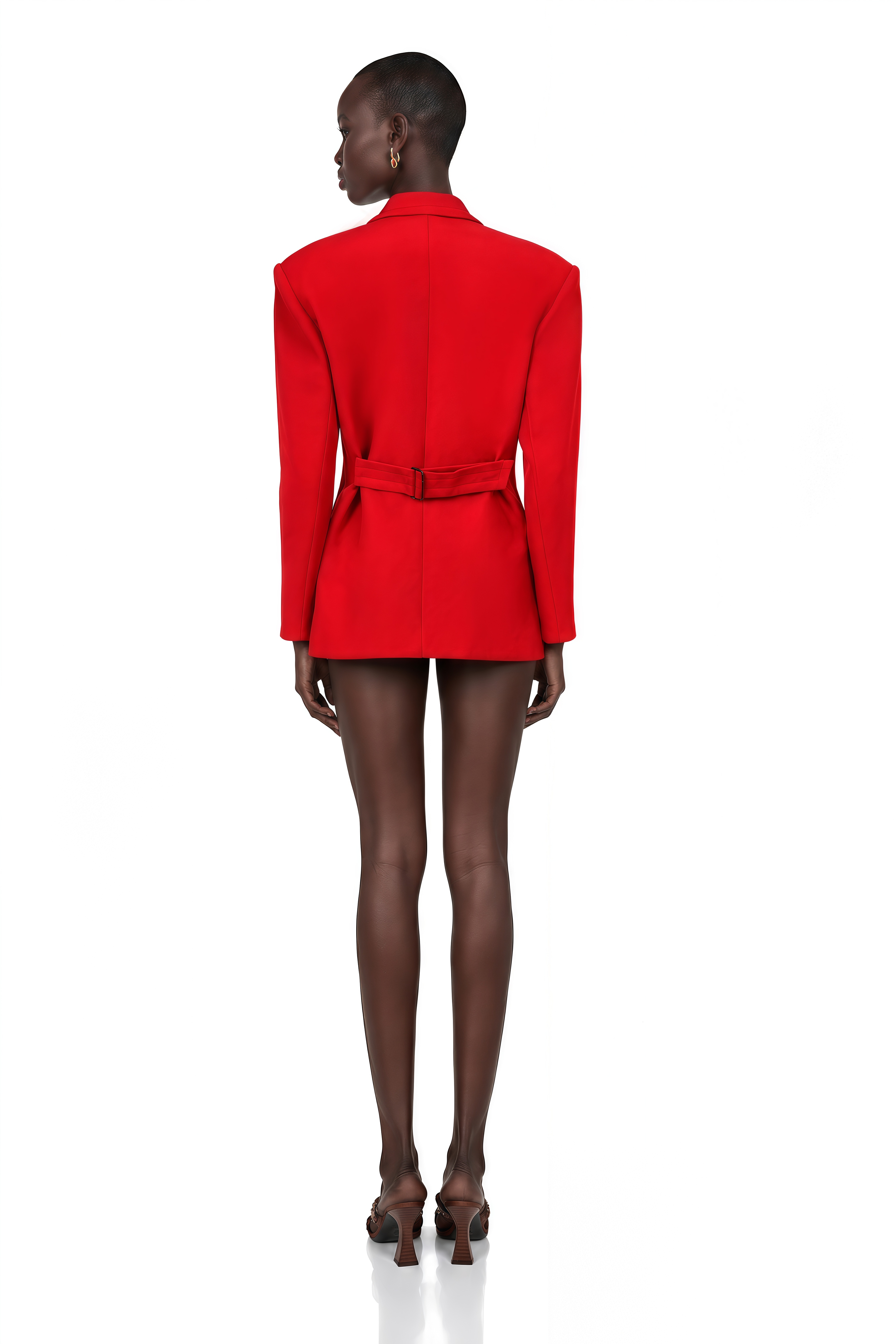 Coline Red Hourglass Double-Breasted Blazer