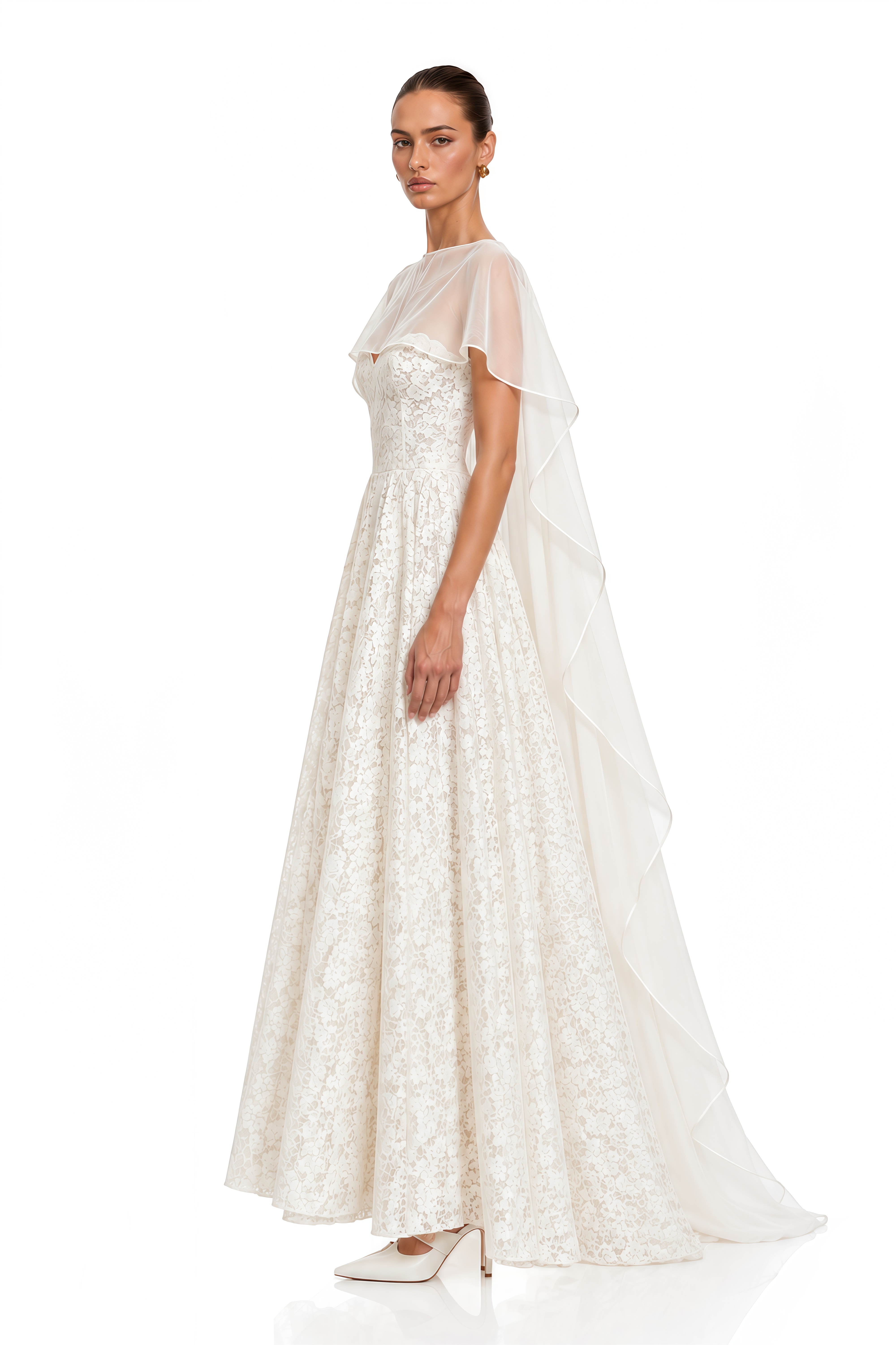 Aulera White Floral Lace Maxi Gown
