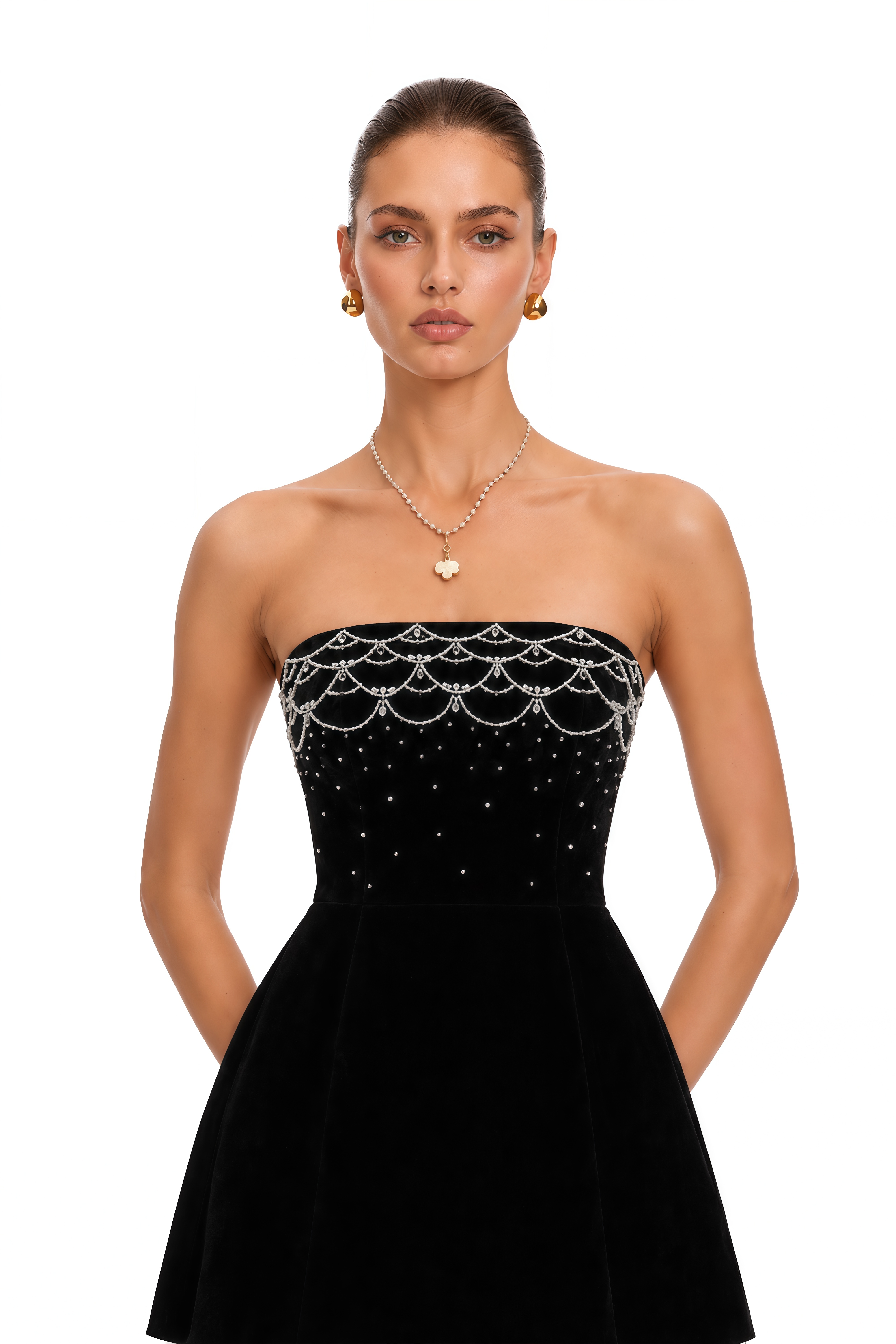 Sandrine Crystal-Embellished Velvet Mini Dress